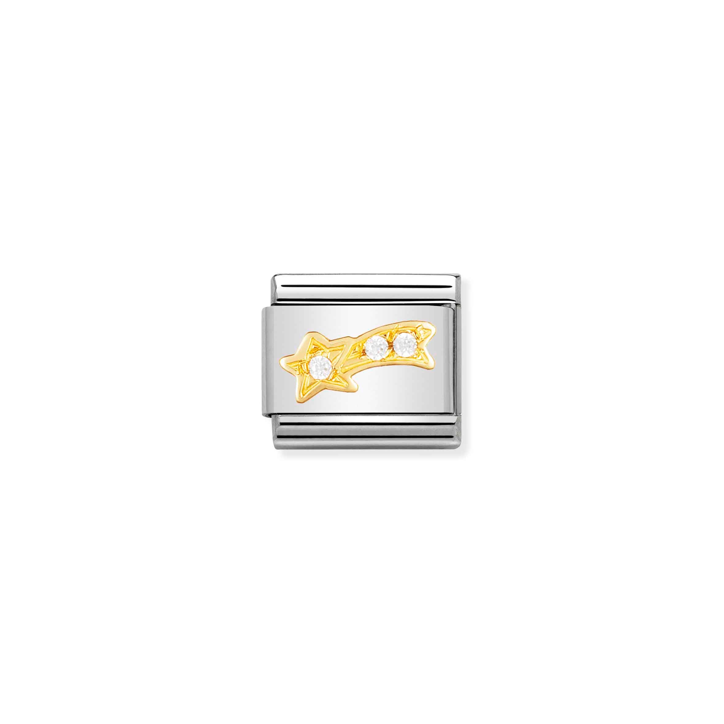 Charm, Composable Link, white Shooting Star with Stones