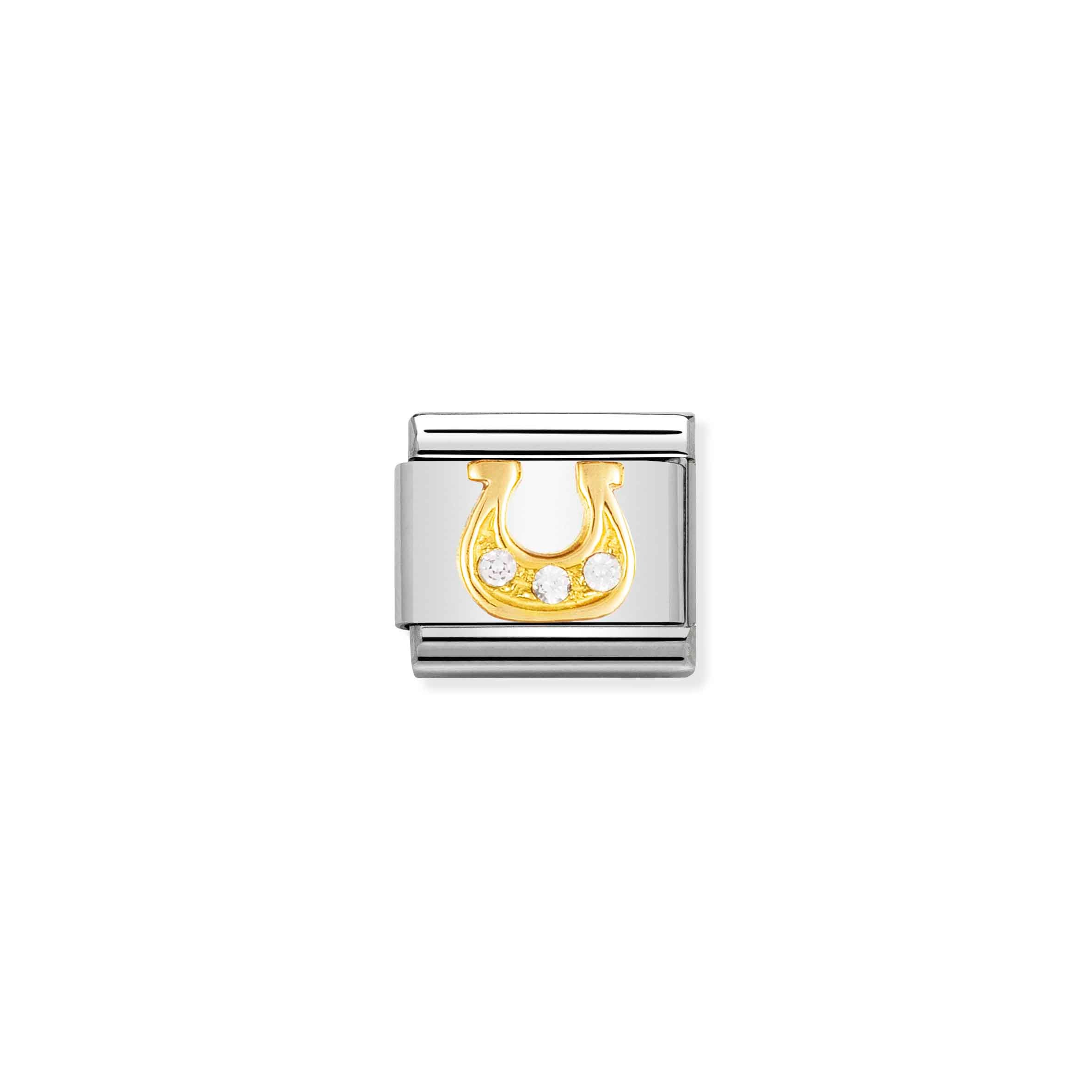 Charm, Composable Link, white Danish Horseshoe with Stones