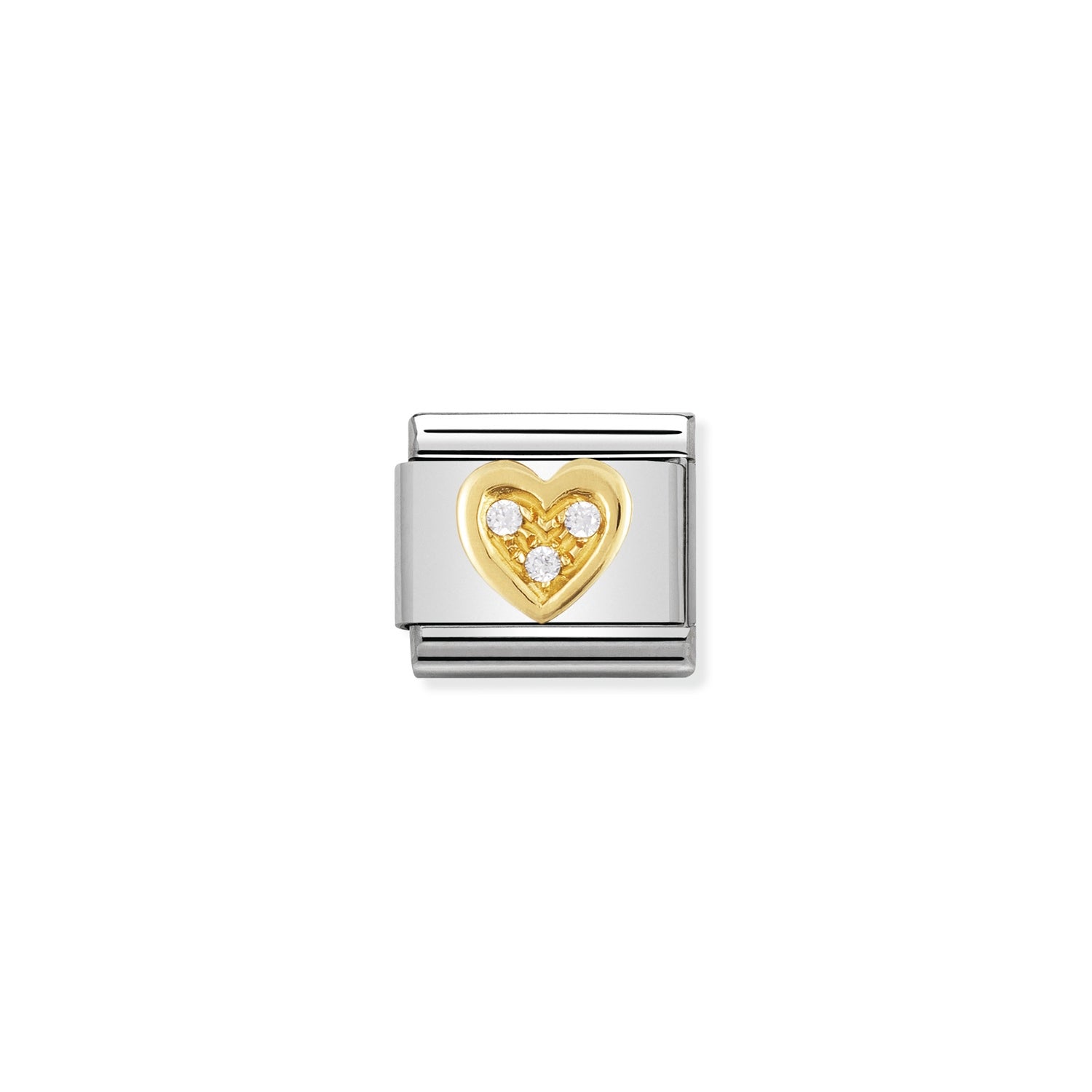 Charm, Composable Link, white Heart with Stones