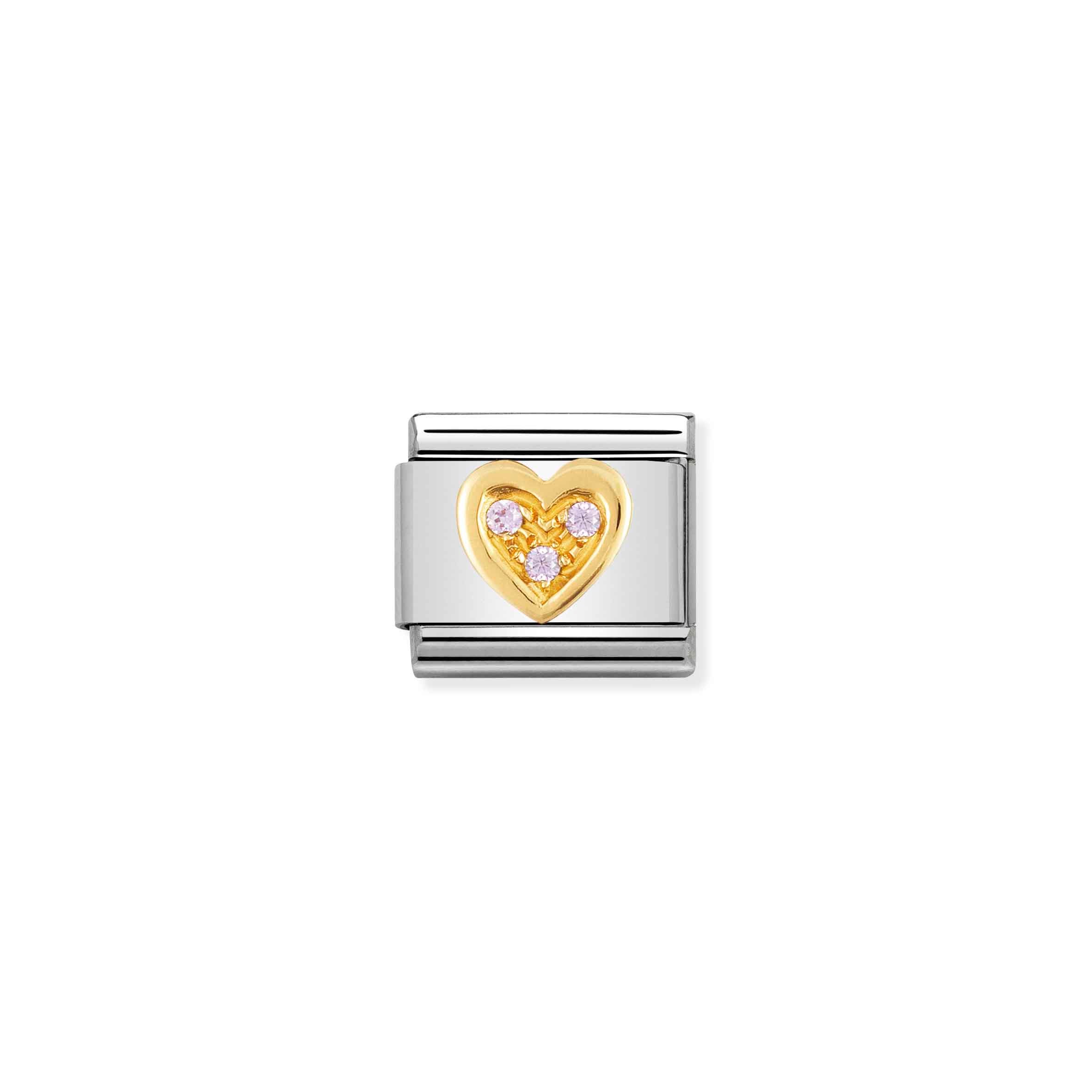 Composable Classic Link pink Heart with Stones