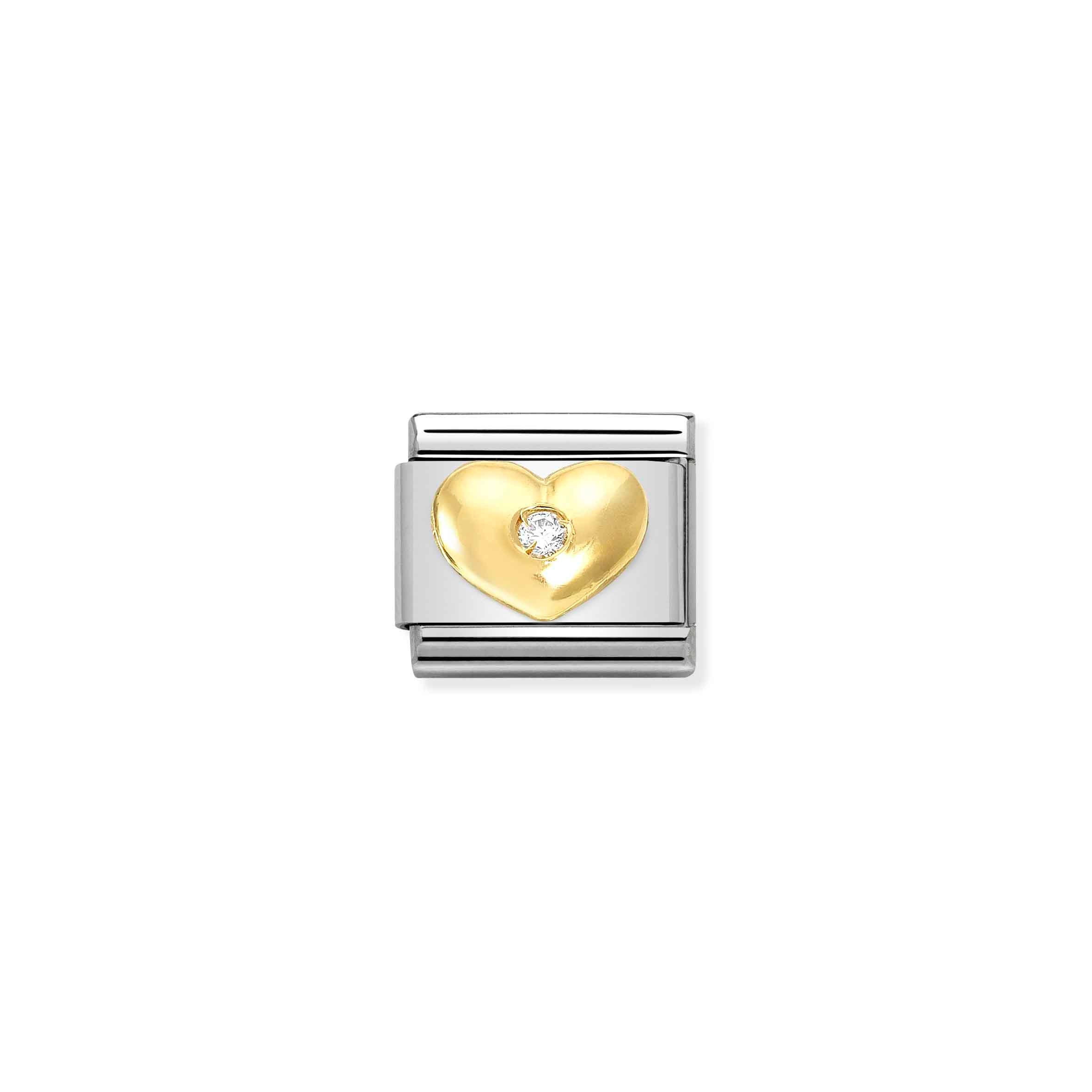 Charm, Composable Link, Gold Heart with Diamond