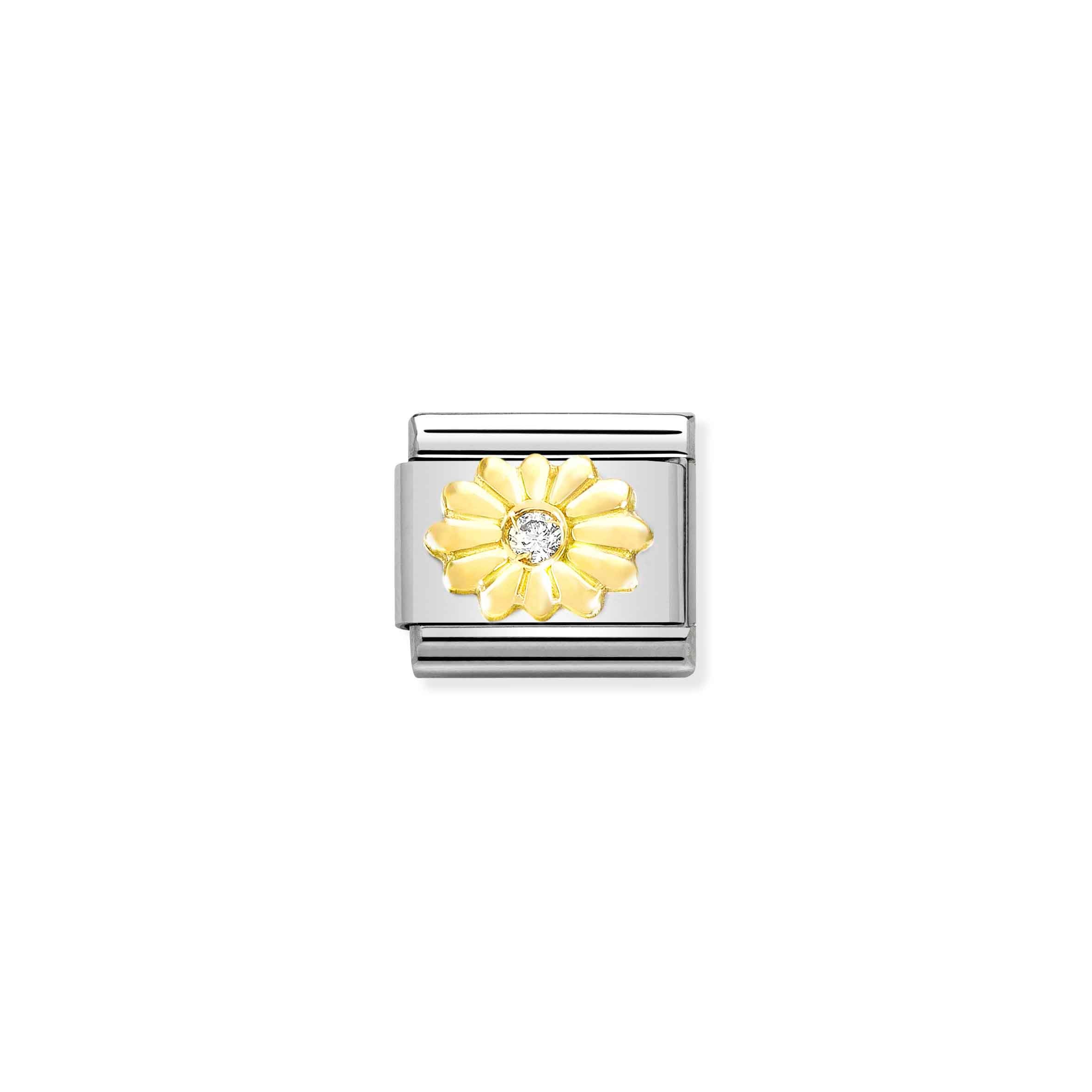 Charm, Composable Link, Gold Flower with Diamond