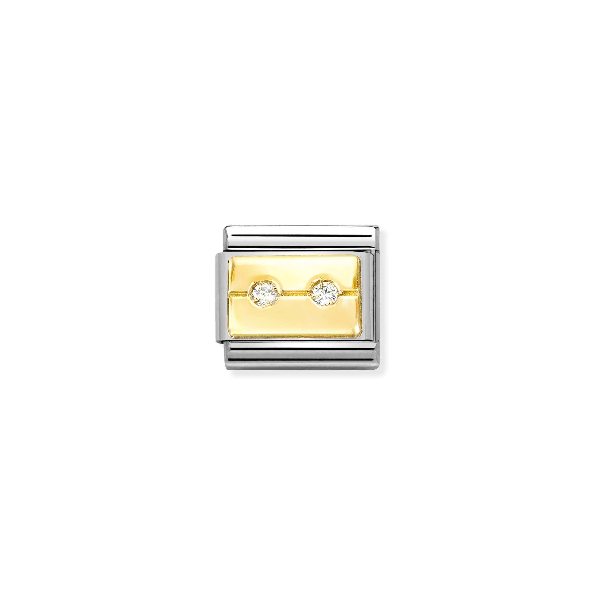 Charm, Composable Link, Gold Line Plate with Diamonds