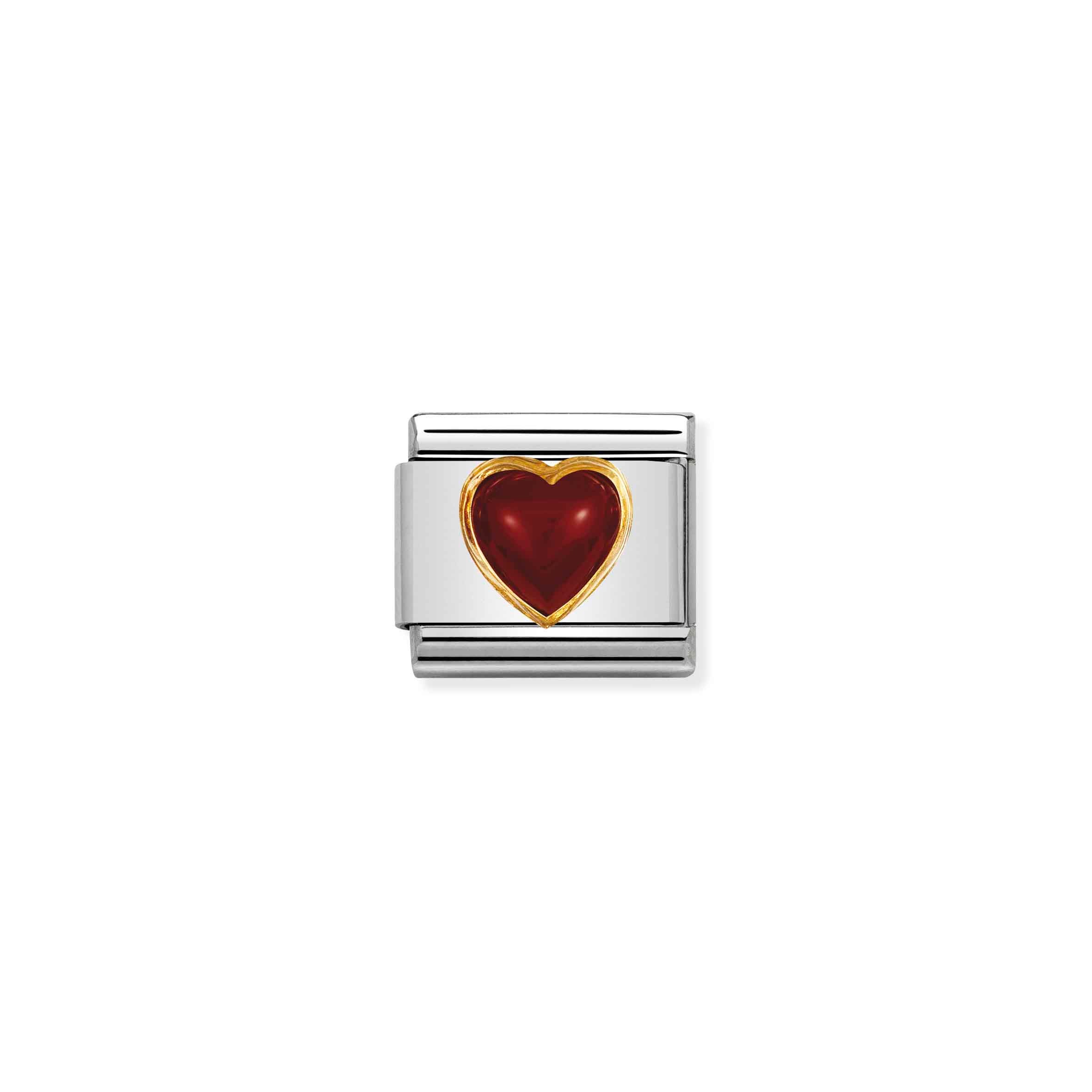 Charm, Composable Link, Heart with red Agate