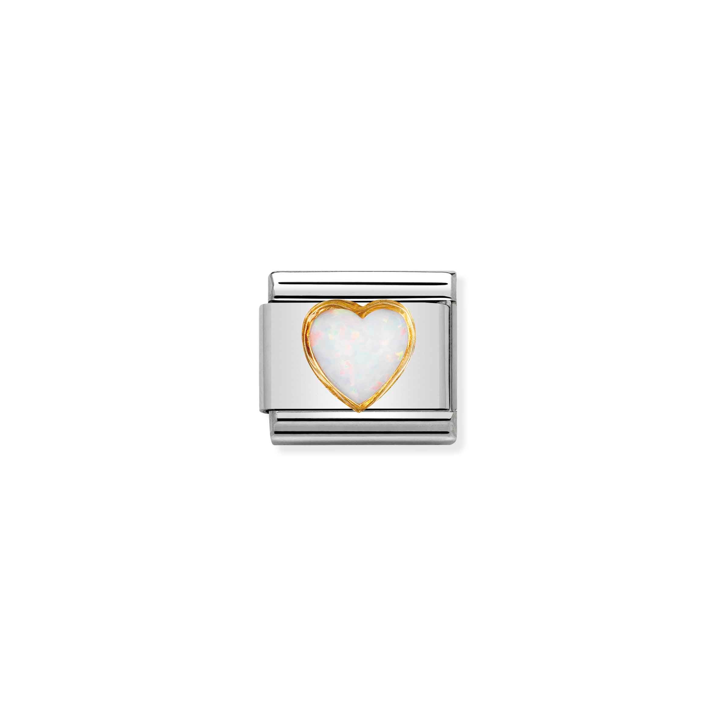 Charm, Composable Link, Heart with white Opal