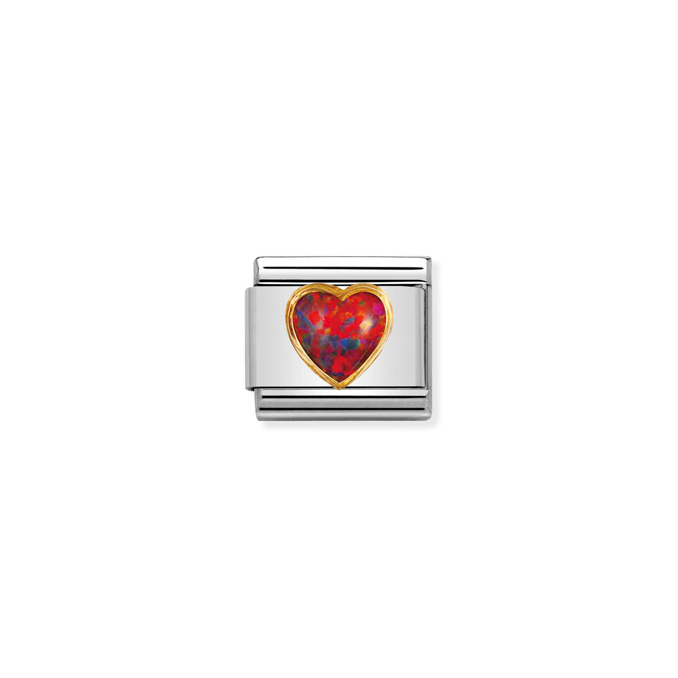 Charm, Composable Link, Heart with red Opal stone