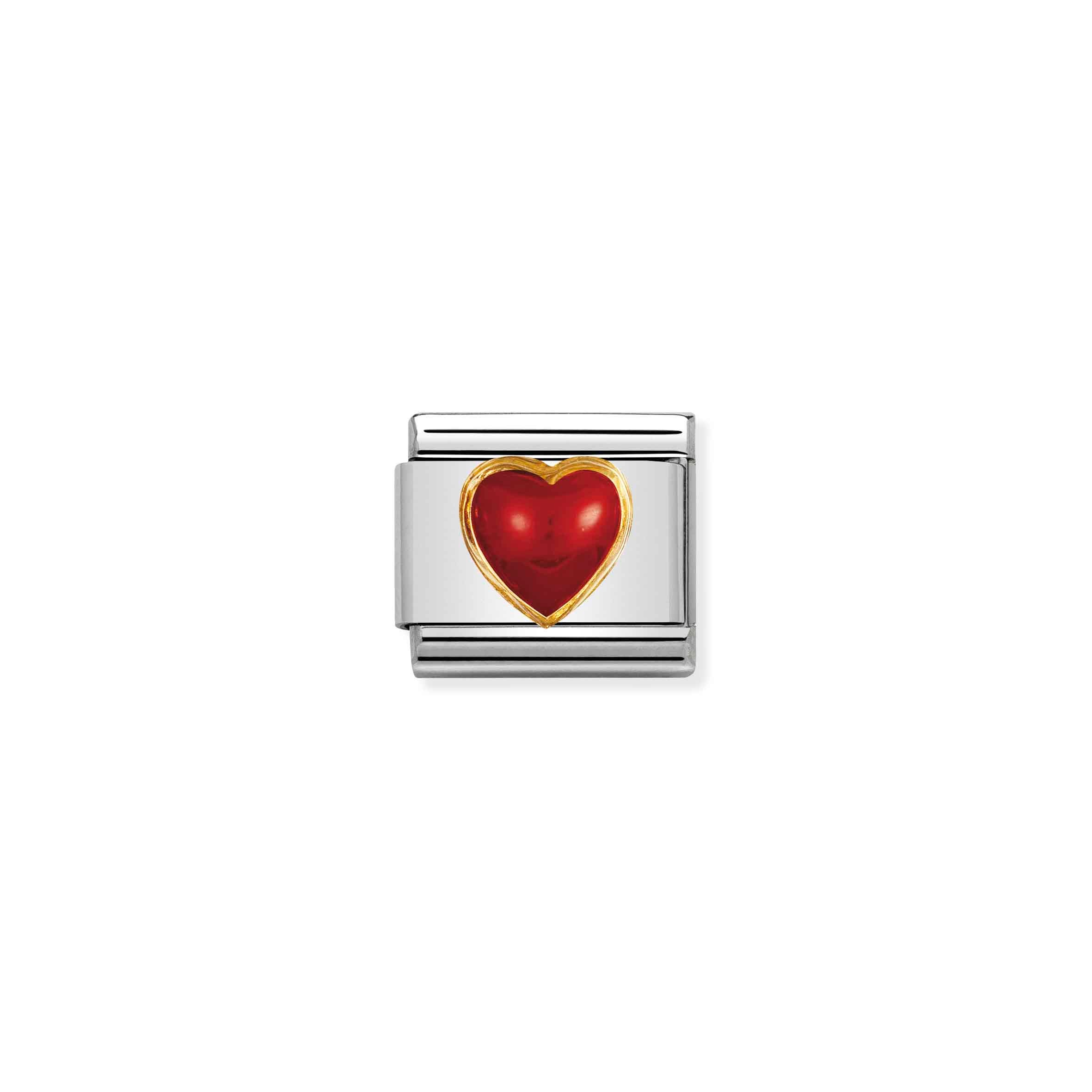 Charm, Composable Link, Heart with red Coral