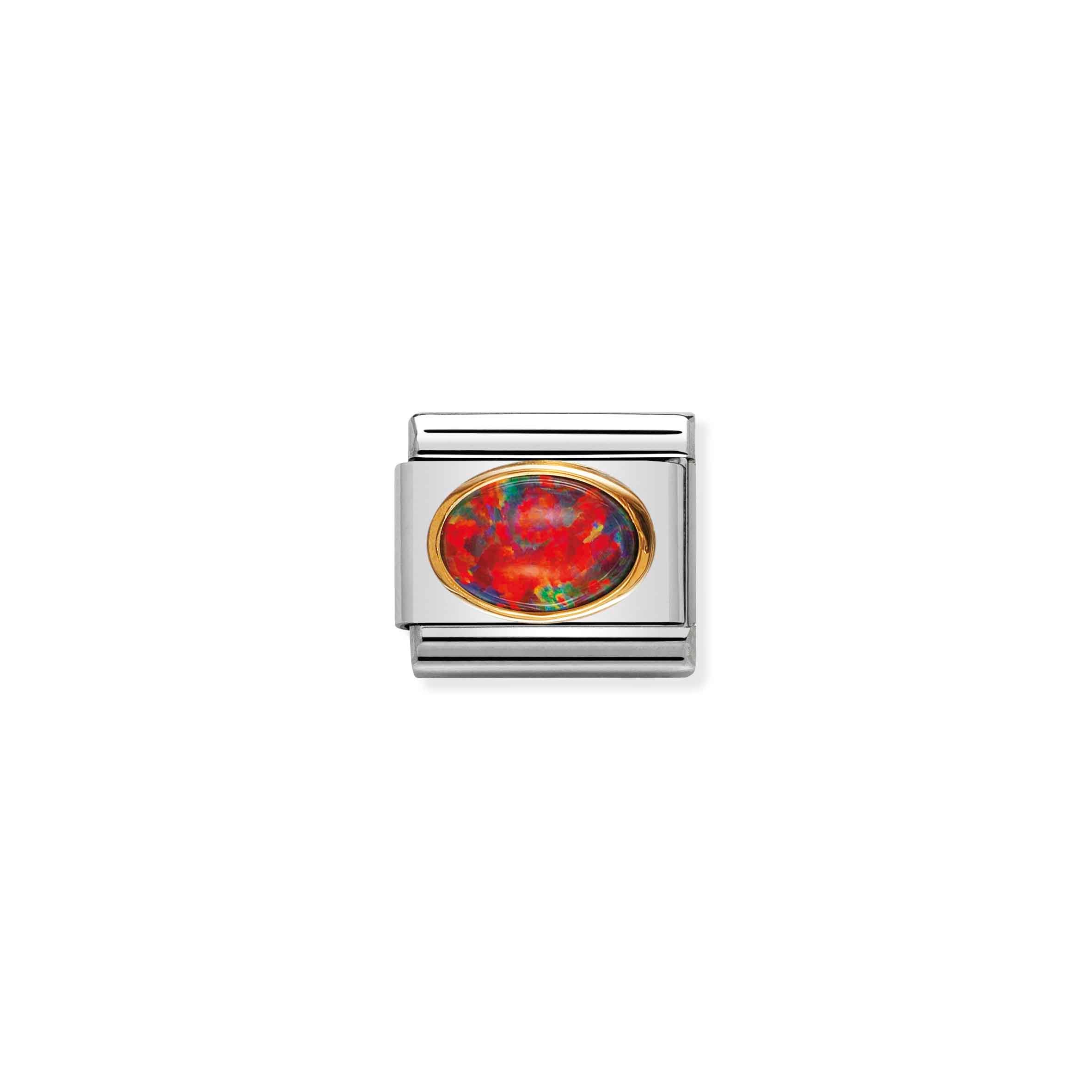 Charm, Composable Link, in Gold with red Opal