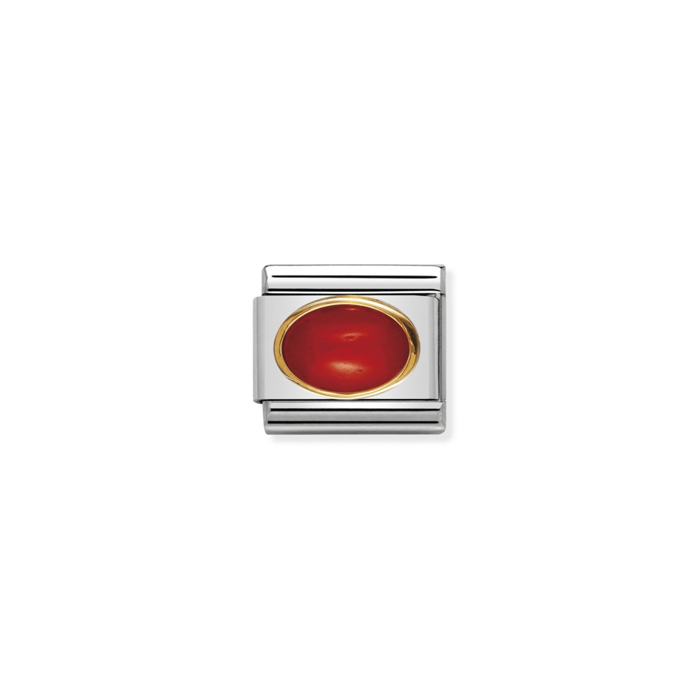 Charm, Composable Link, in Gold with red Coral stone