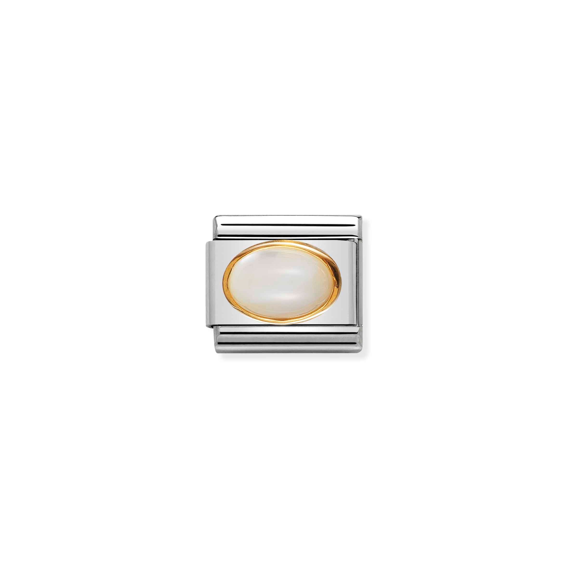 Charm, Composable Link, in Gold with white Mother of Pearl