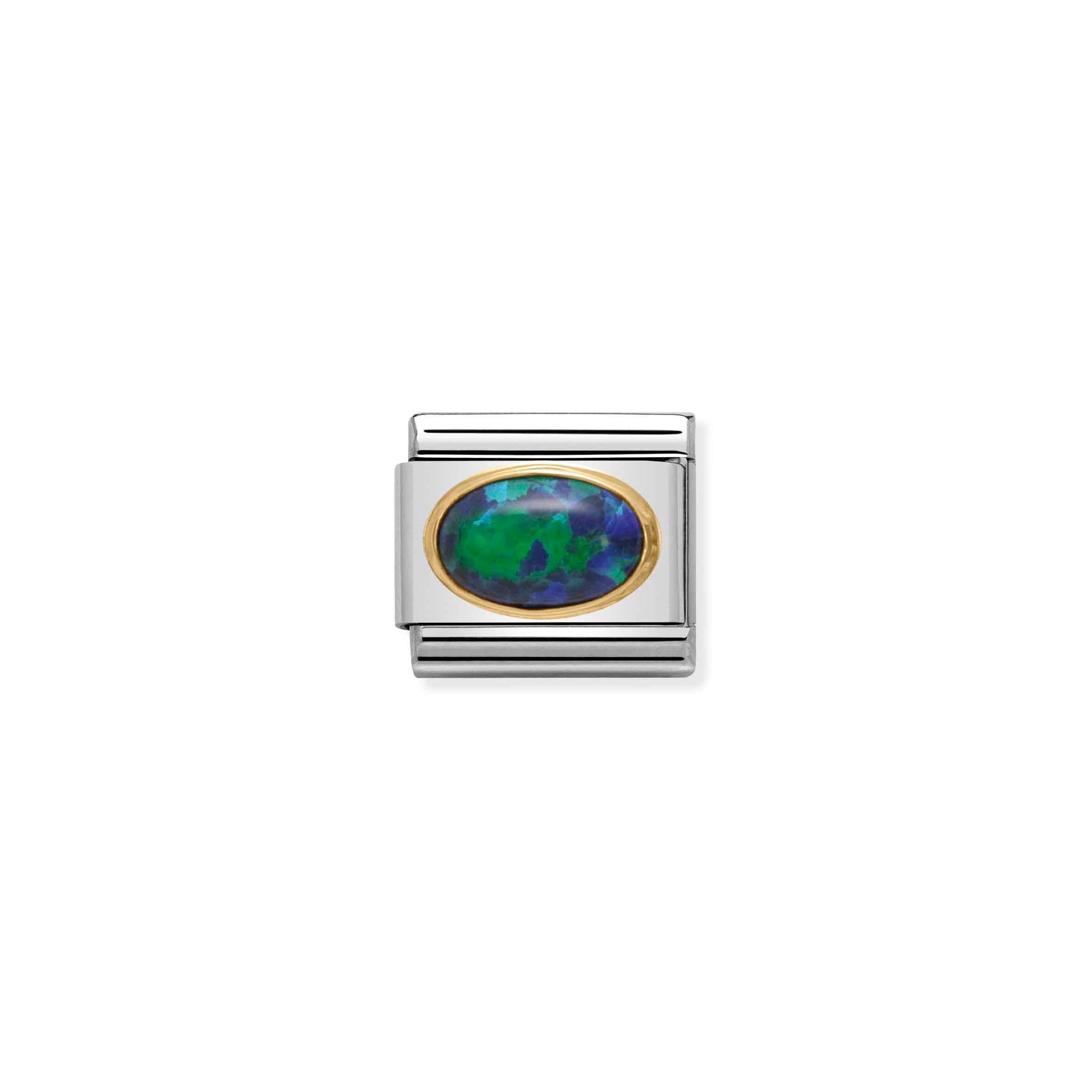 Charm, Composable Link, in Gold with green Opal