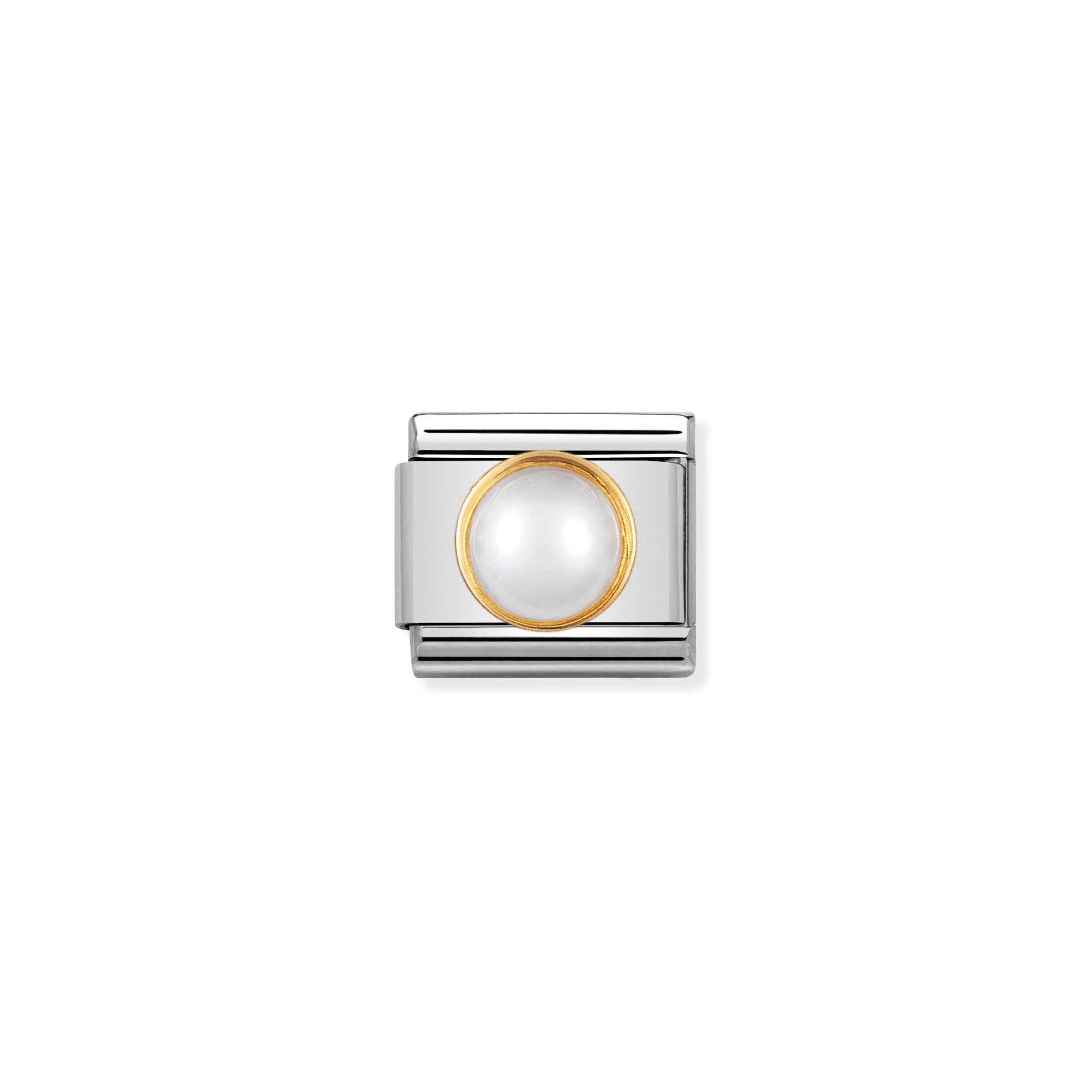Charm, Composable Link, in gold with round white pearl