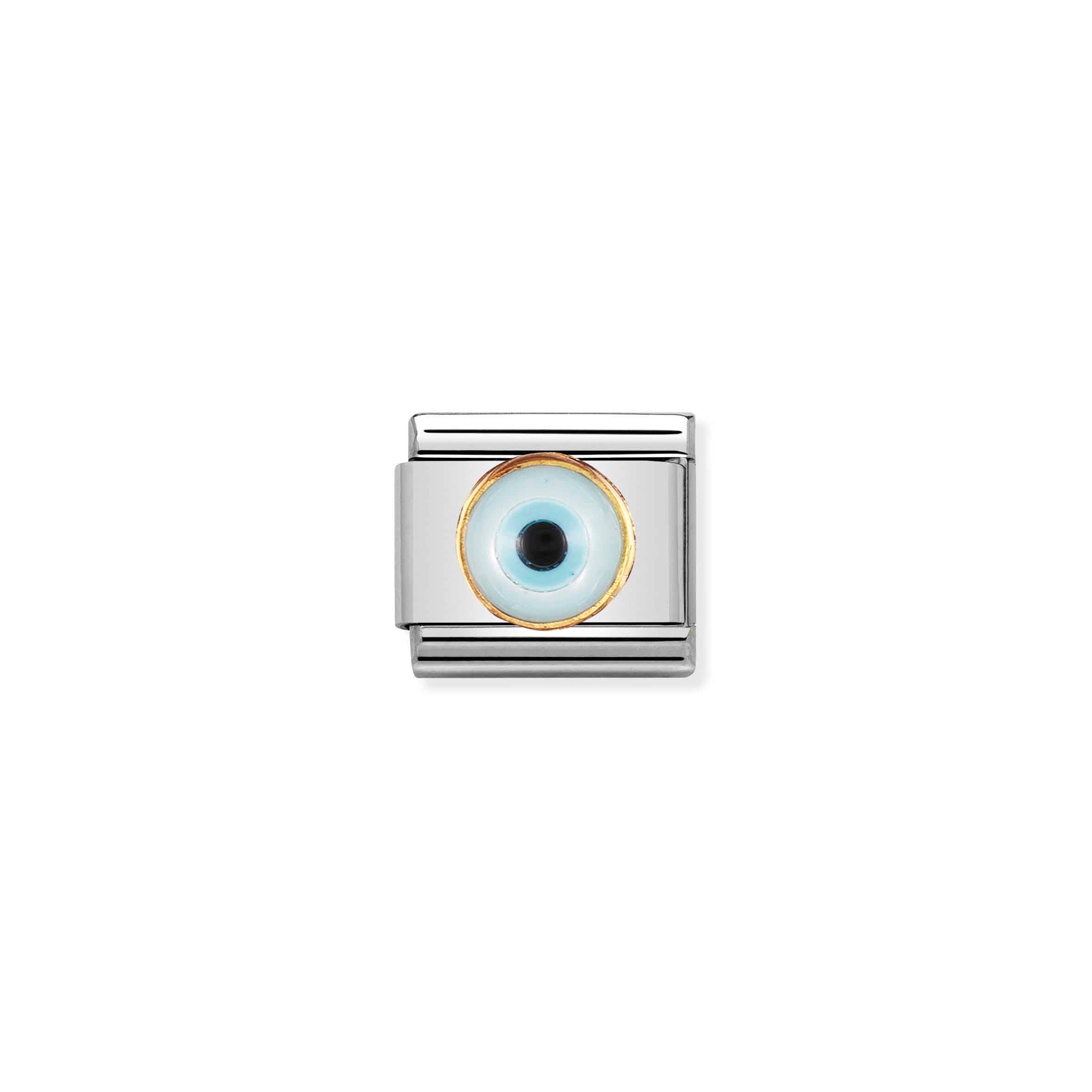 Charm, Composable Link, in Gold with Greek Eye