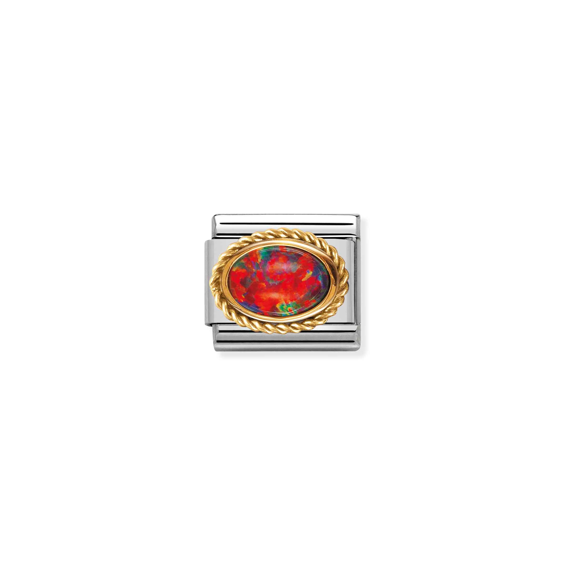 Charm, Composable Link, with oval and red Opal