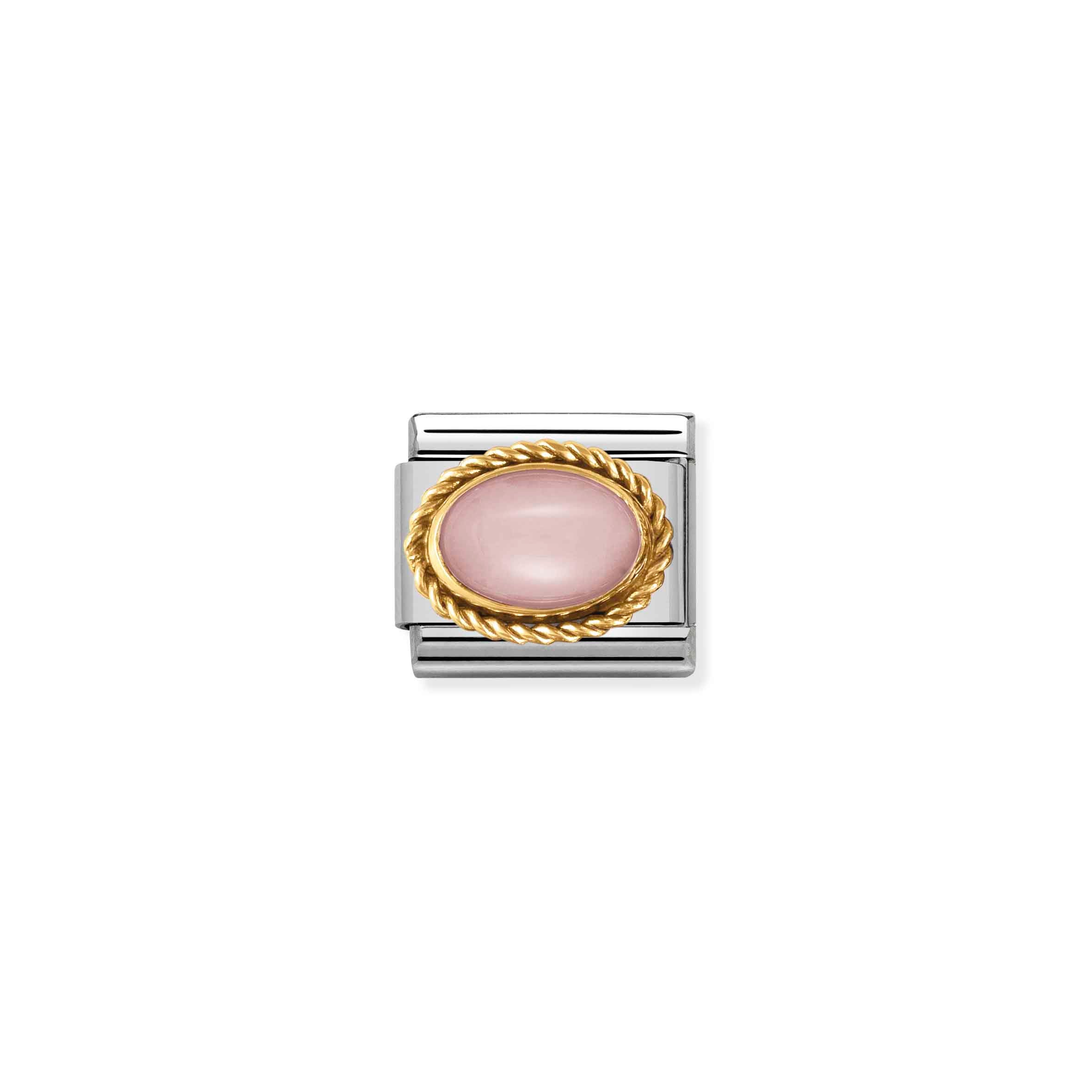 Charm, Composable Link, with pink Opaline
