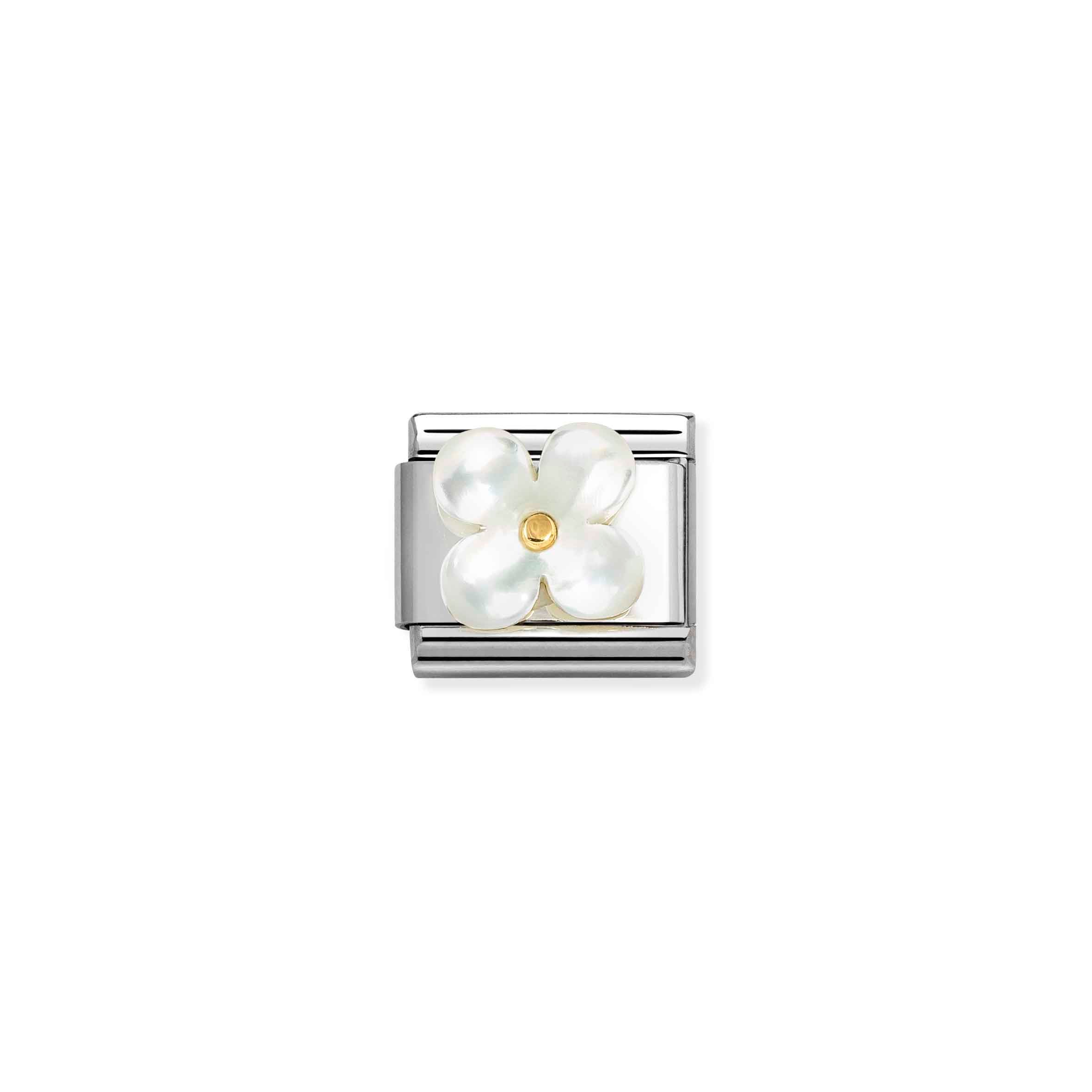 Charm, Composable Link, Flower White Mother of Pearl