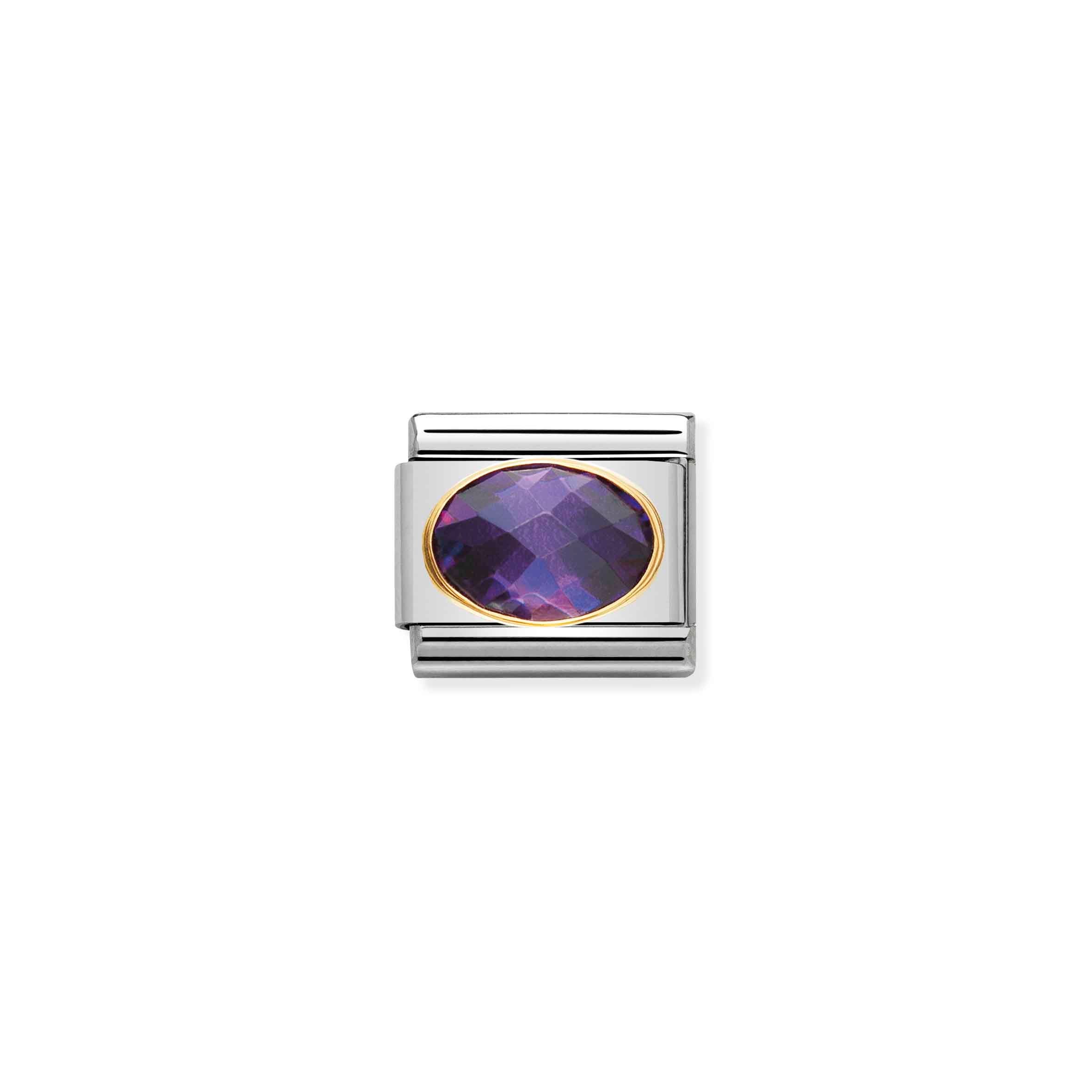 Charm, Composable Link, with violet and faceted Stones