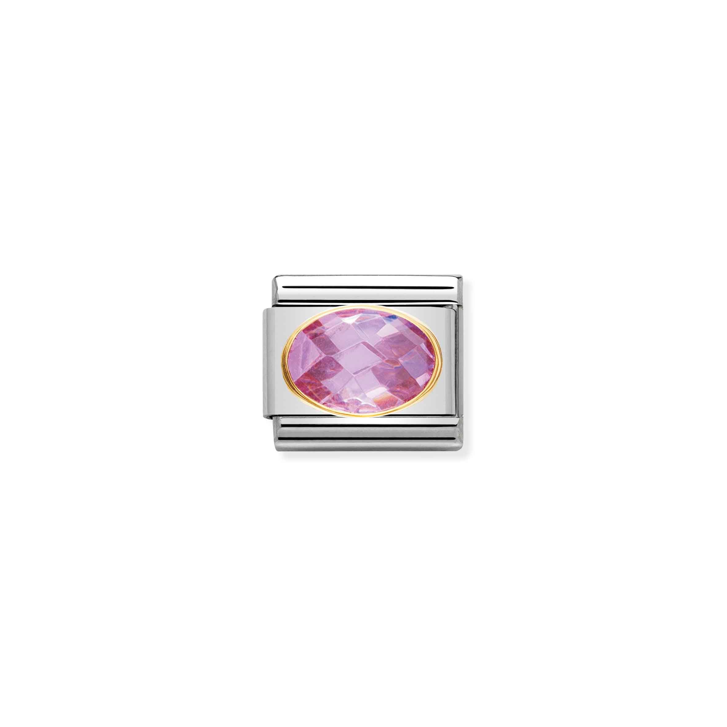 Charm, Composable Link, with pink and faceted Stones