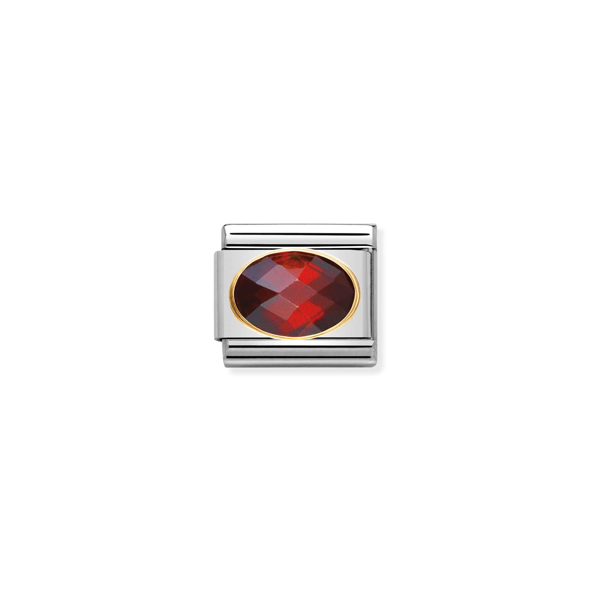 Charm, Composable Link, with red and faceted Stones