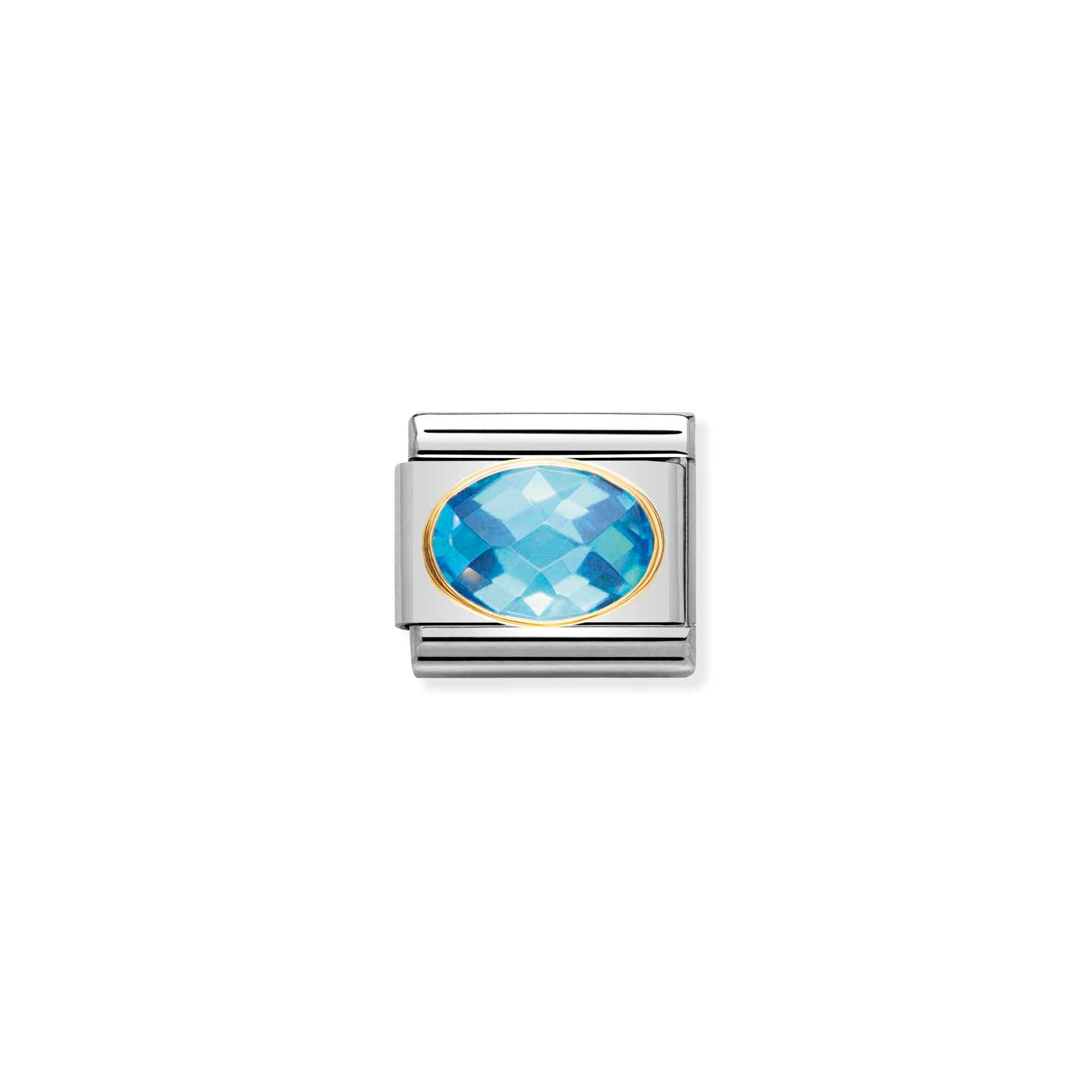Charm, Composable Link, with light blue and faceted Stones