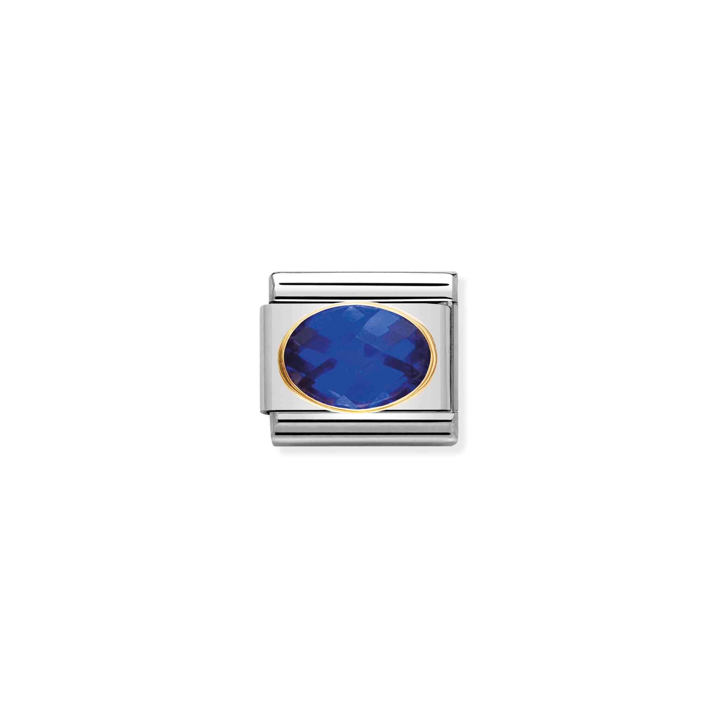 Charm, Composable Link, with blue and faceted Stones