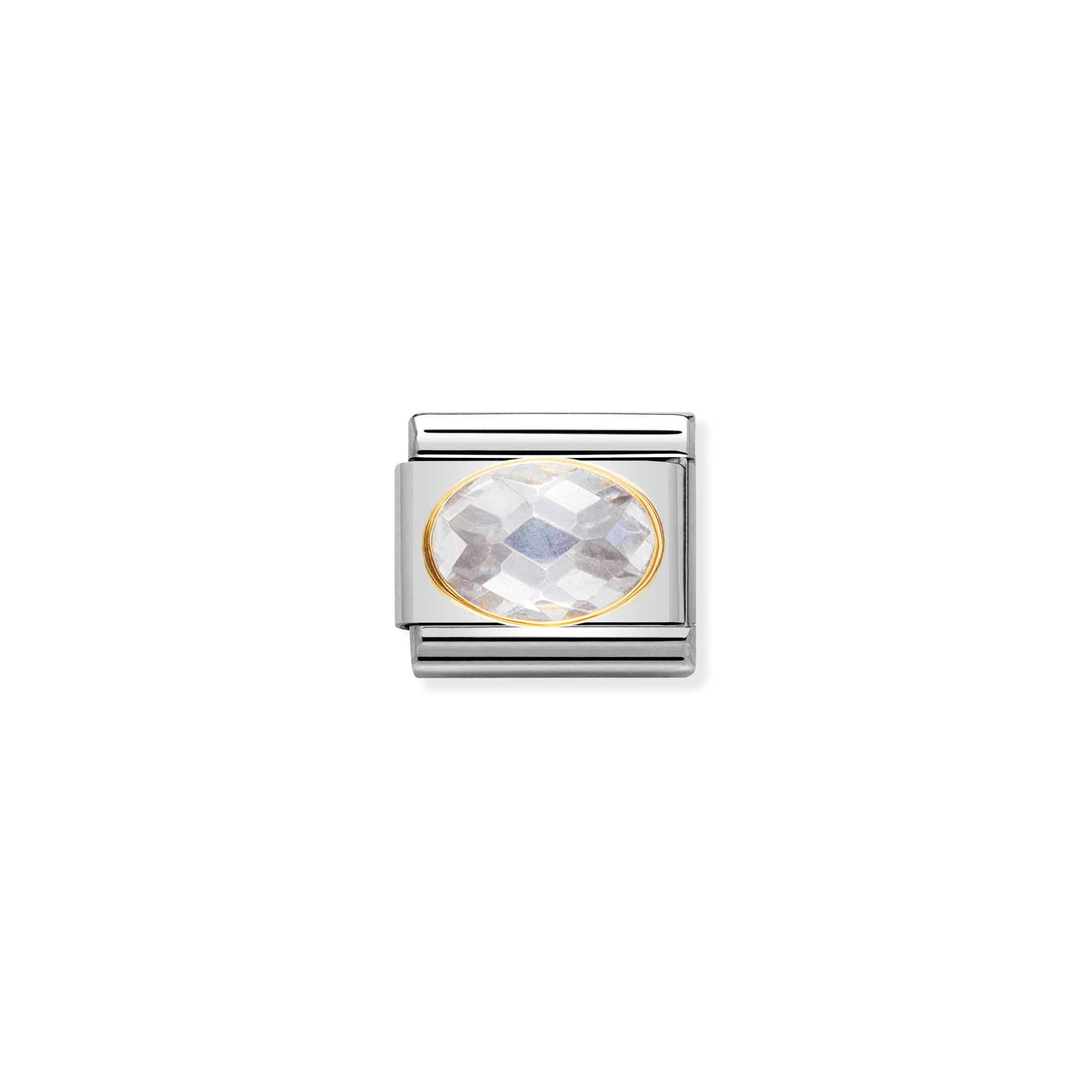 Charm, Composable Link, with white and faceted Stones