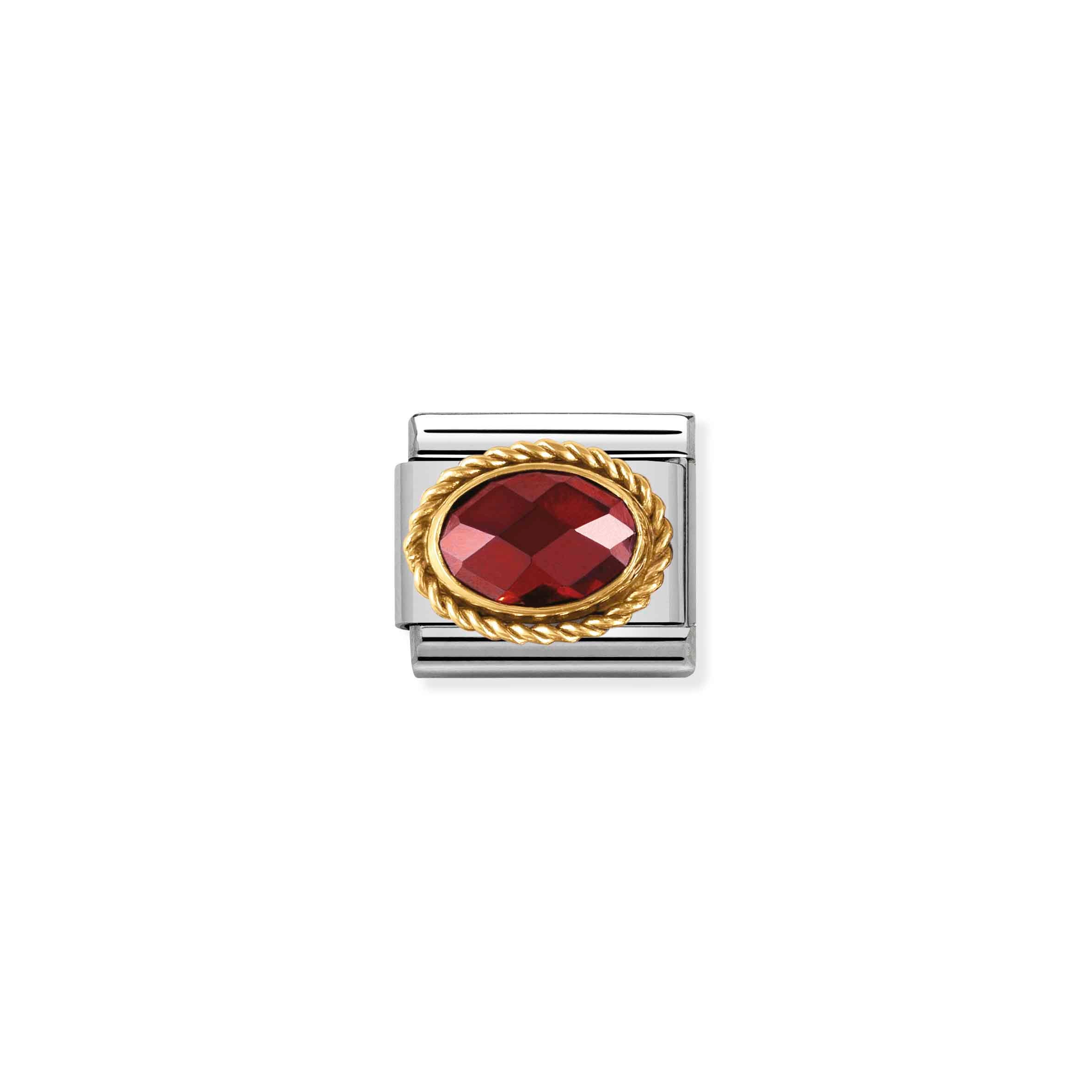 Charm, Composable Link, in Gold with red and oval Stones