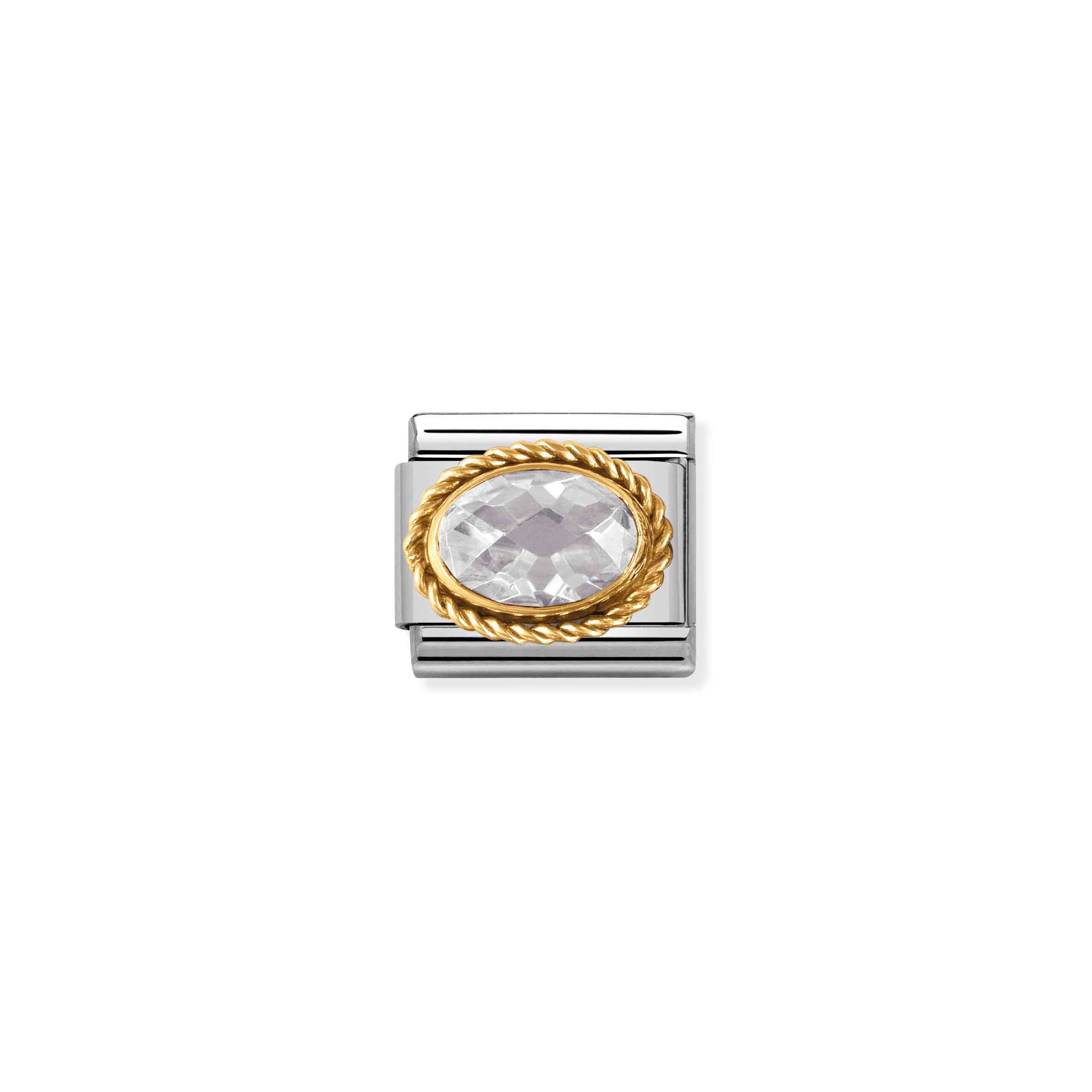 Charm, Composable Link, in Gold with white and oval Stones