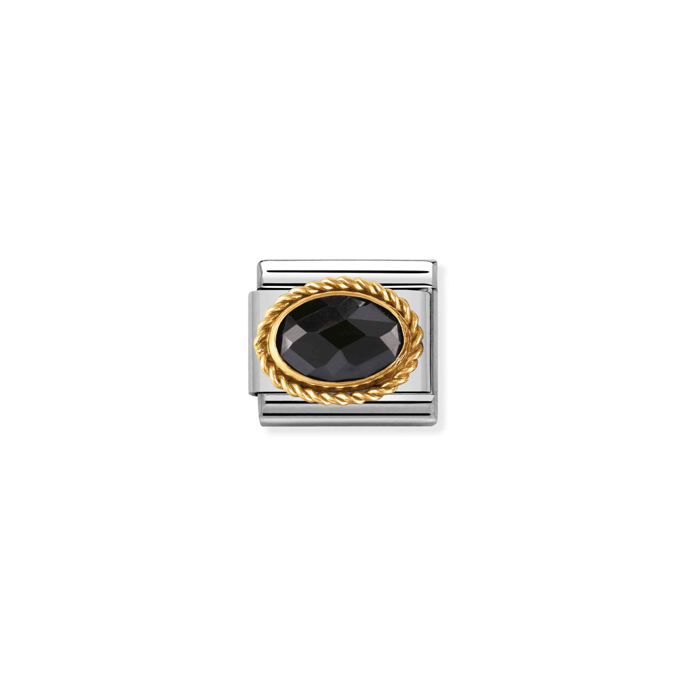 Charm, Composable Link, in Gold with black and oval Stones