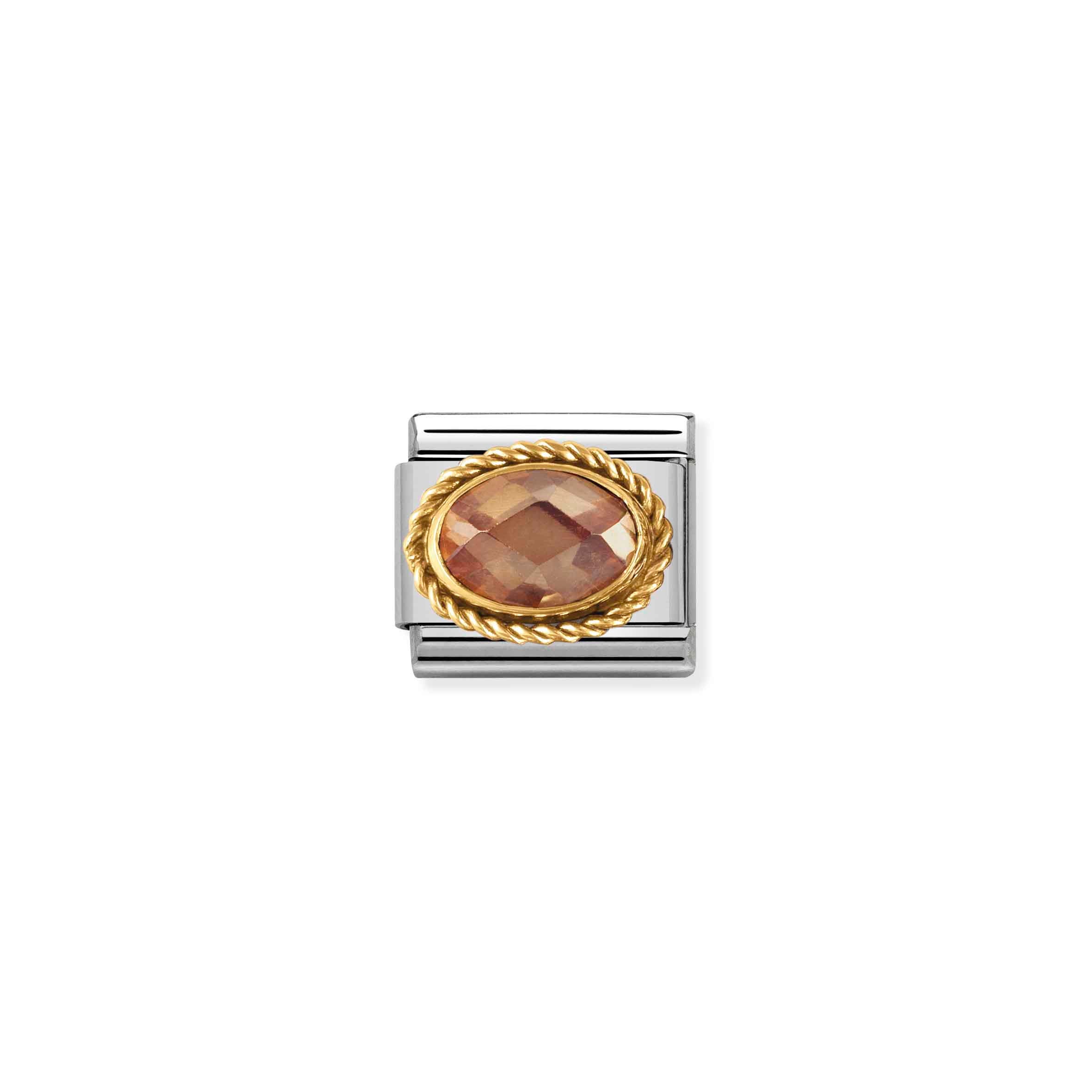 Charm, Composable Link, in Gold with champagne and oval Stones