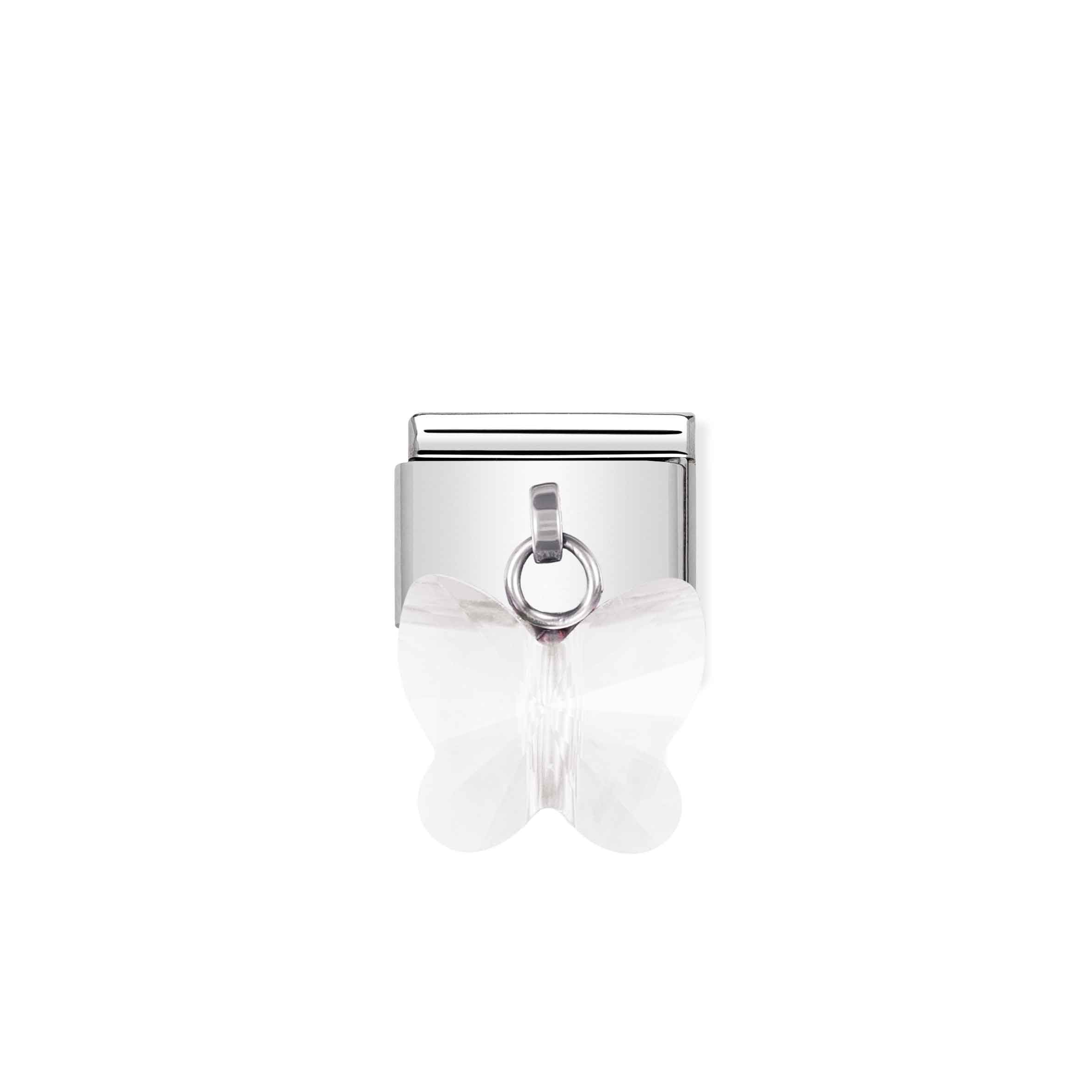 Charm, Composable Link, with white Butterfly pendant