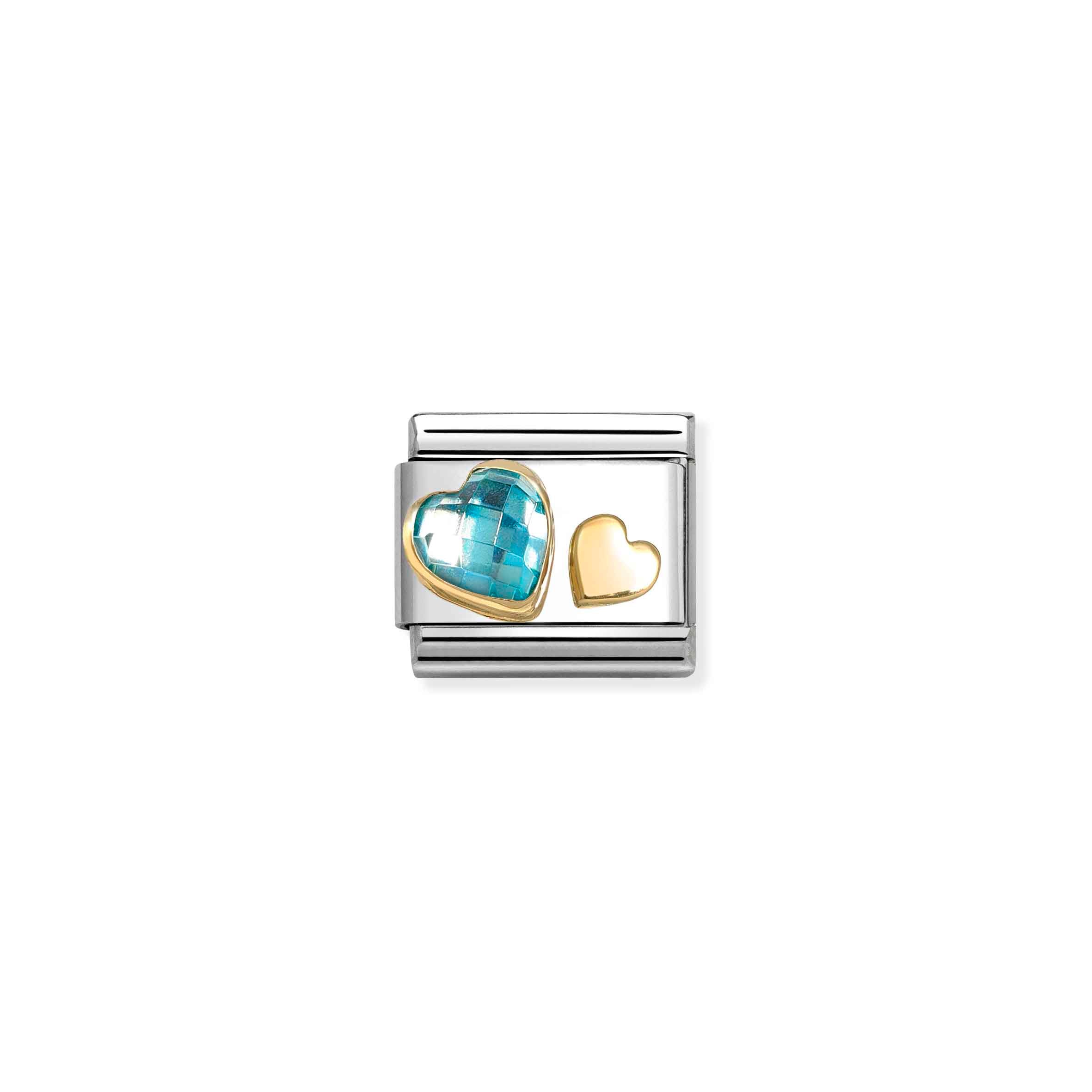 Charm, Composable Link, Hearts, Light Blue CZ