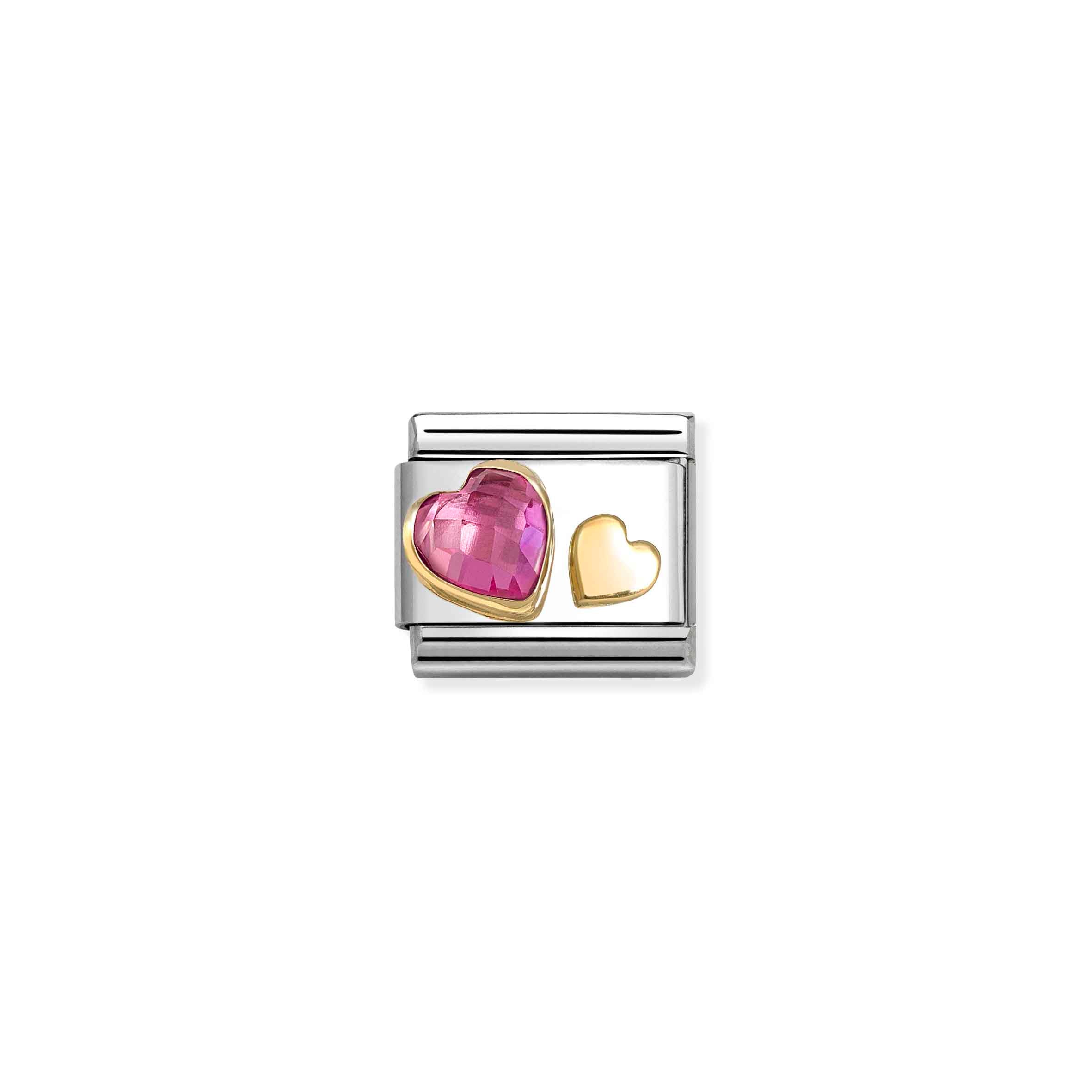 Charm, Composable Link, Hearts, Stone, Dark Pink