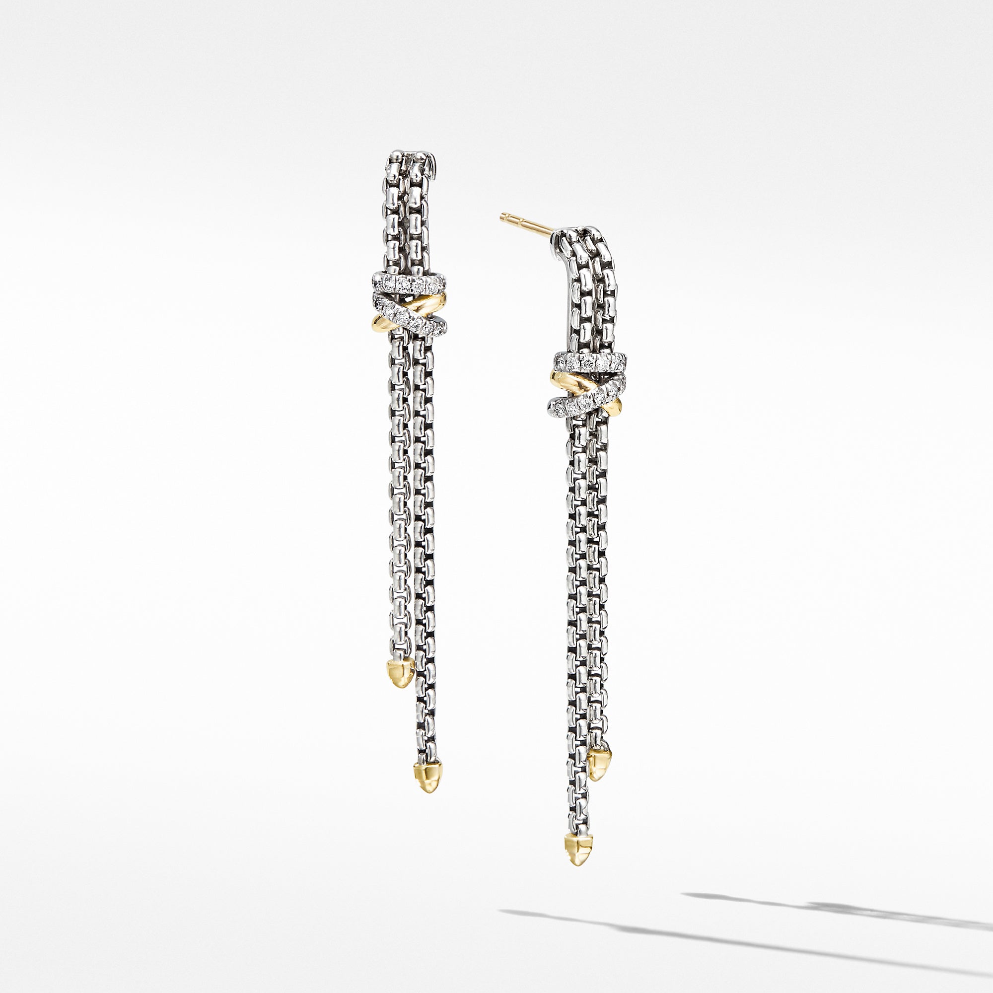 David Yurman Helena Chain Drop Earrings with 18K Yellow Gold and Diamonds - E14646DS8ADI
