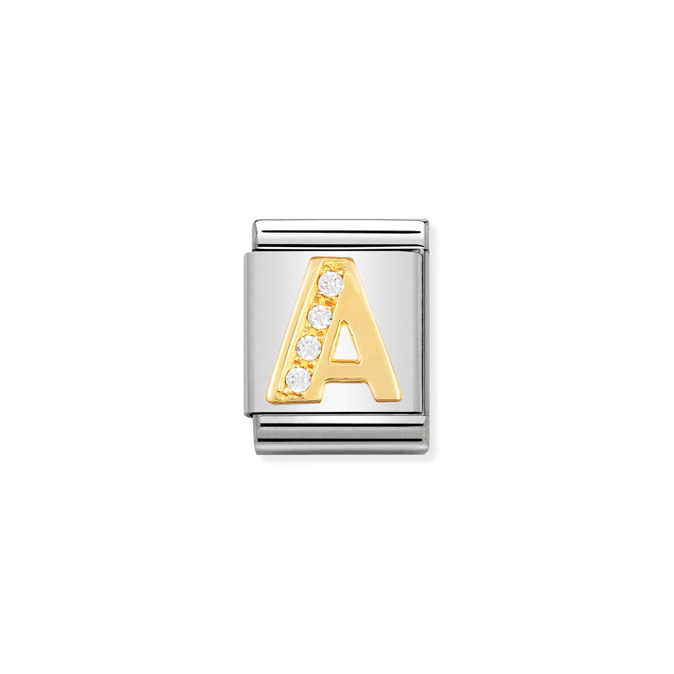 Composable Big Link Letter A in Gold with Stones