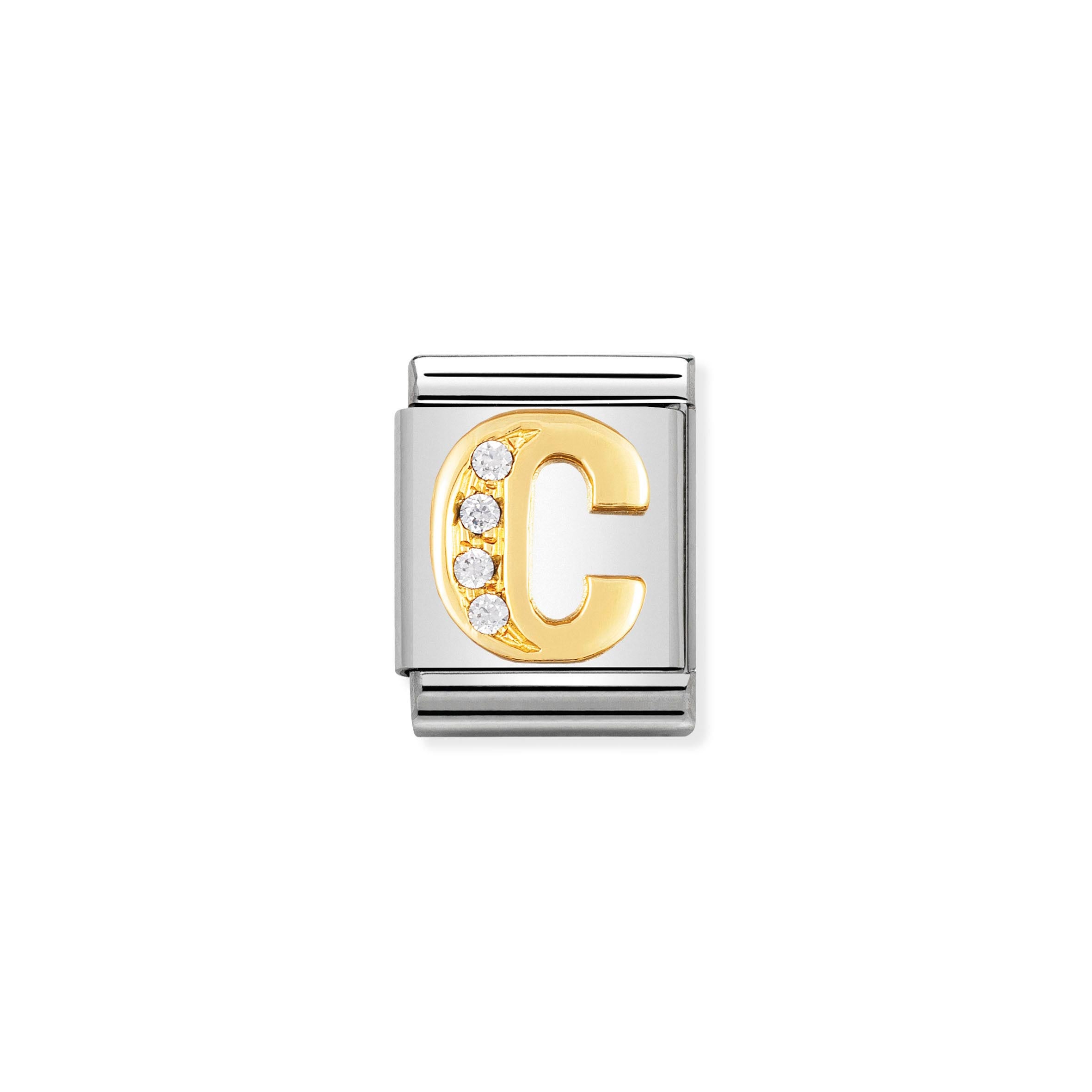 Composable Big Link Letter C in Gold with Stones