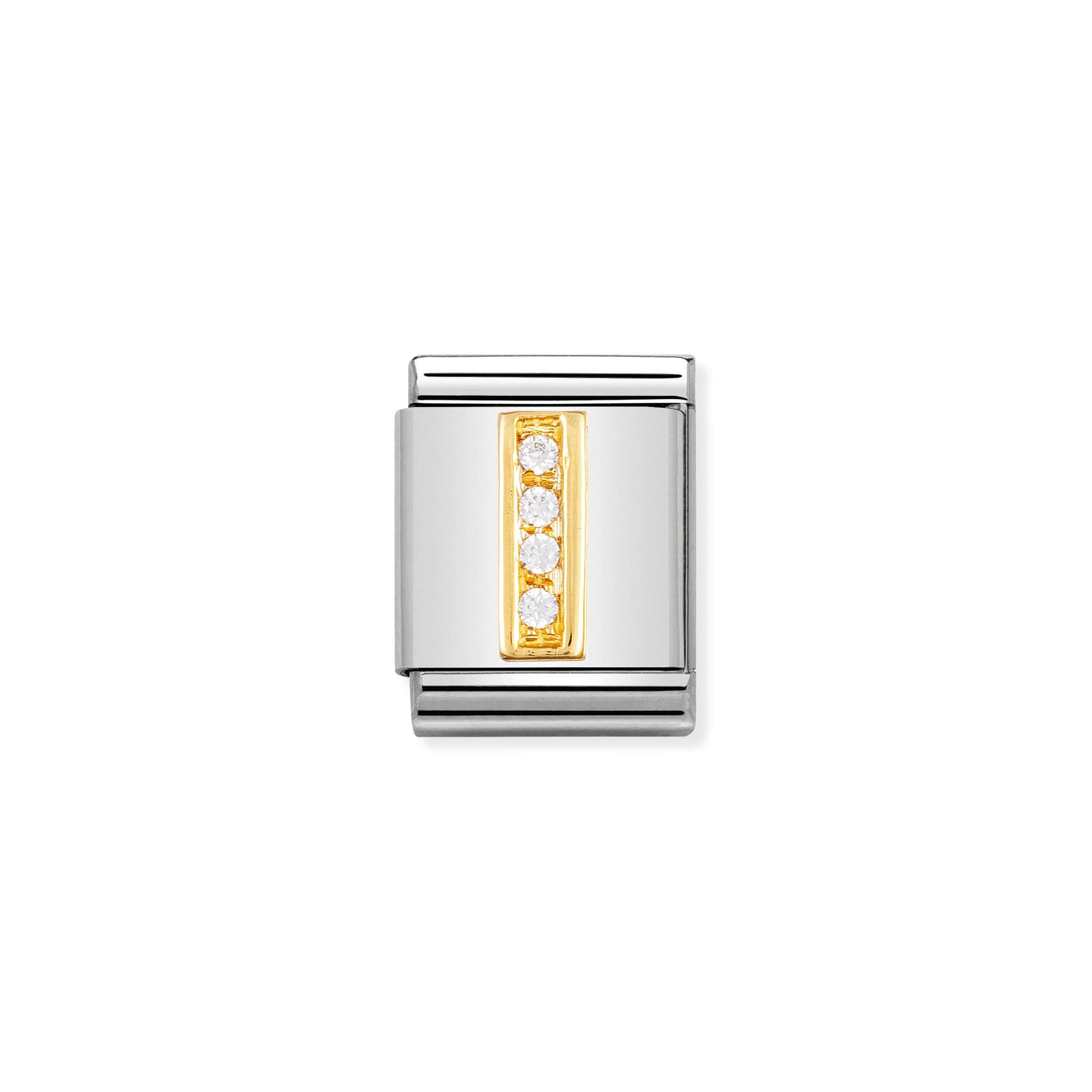 Composable Big Link Letter I in Gold with Stones