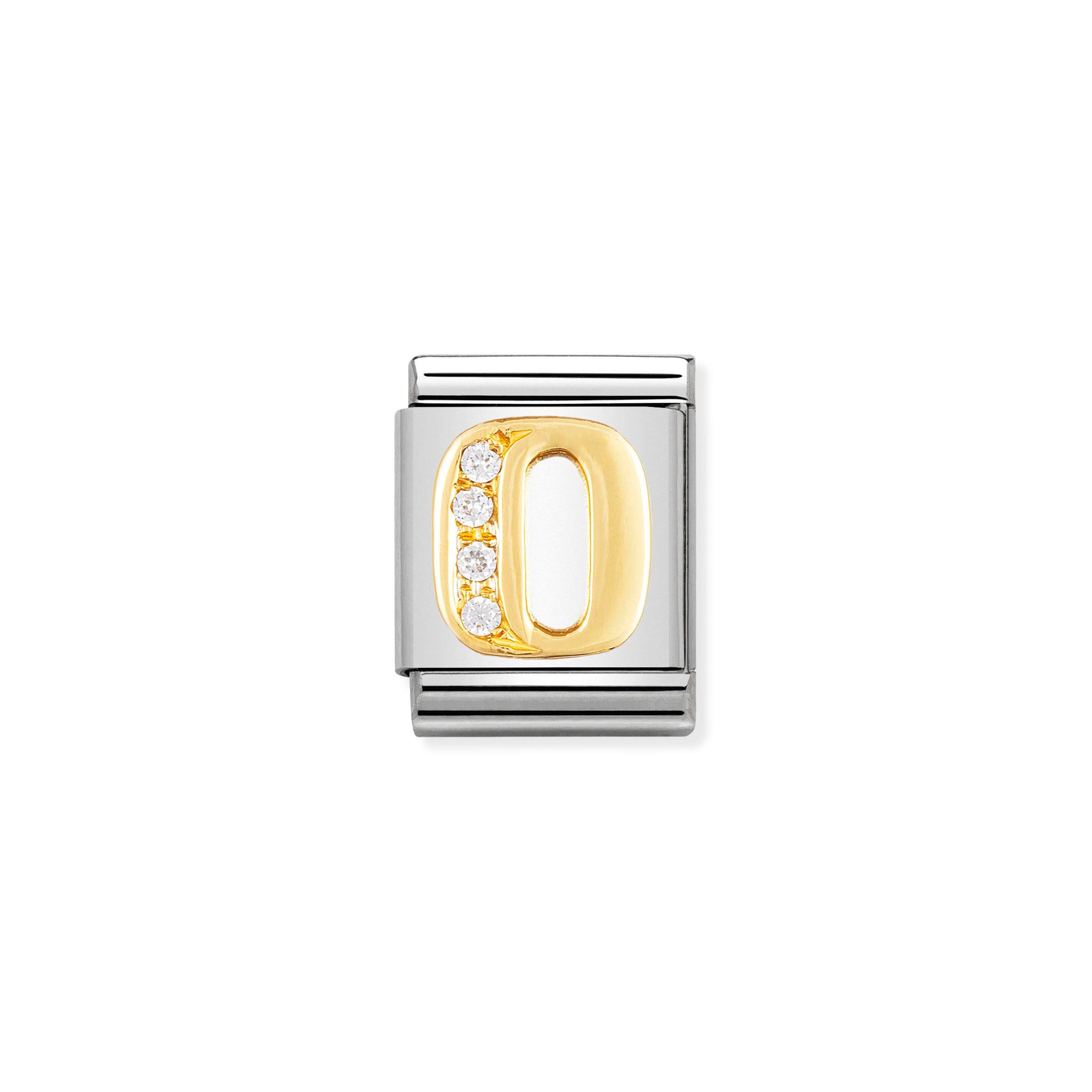 Composable Big Link Letter O in Gold with Stones