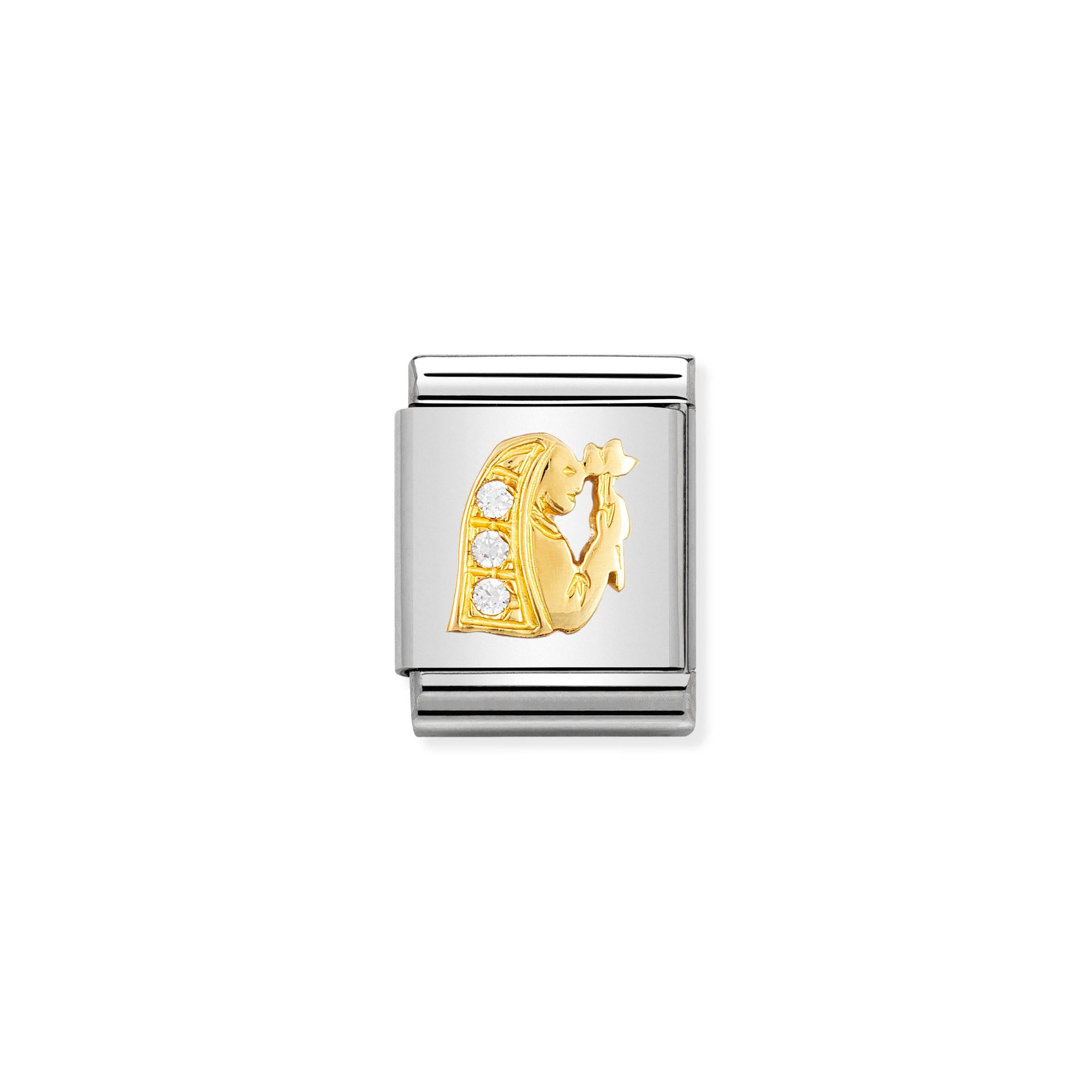 Composable Big Link Virgo in Gold with Stones