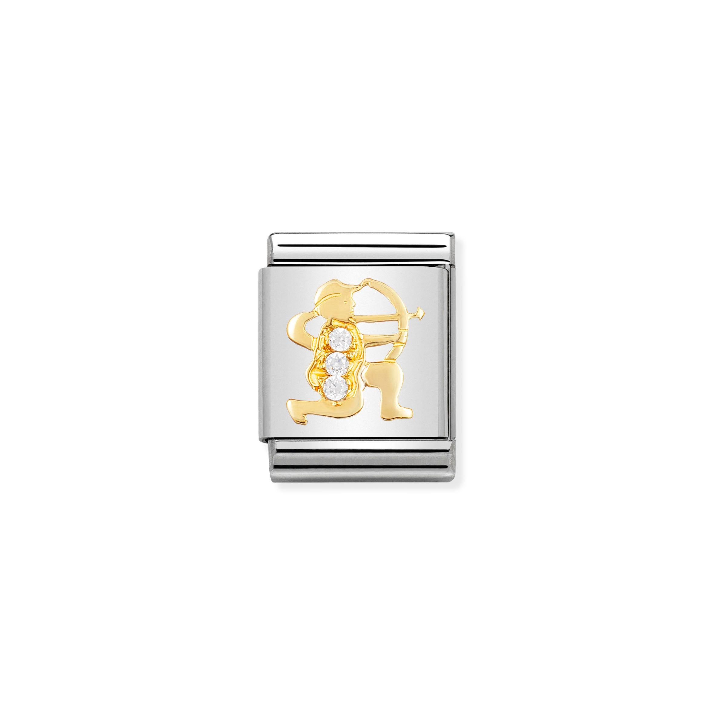Composable Big Link Sagittarius in Gold with Stones