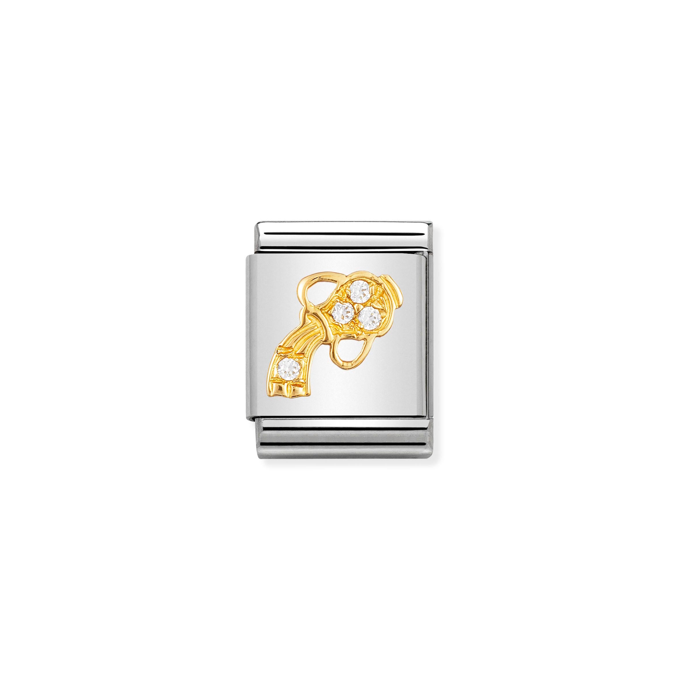 Composable Big Link Aquarius in Gold with Stones