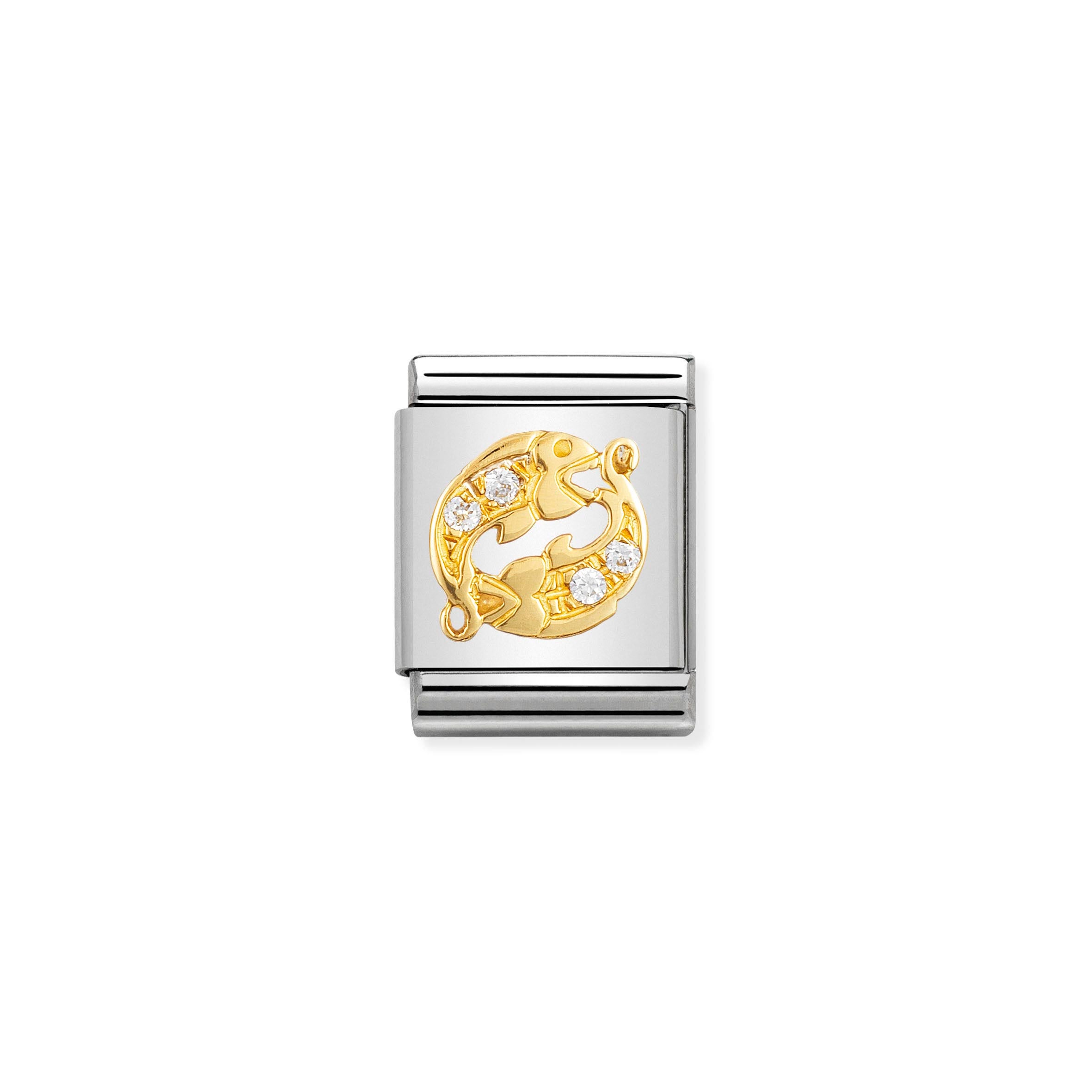 Composable Big Link Pisces in Gold with Stones