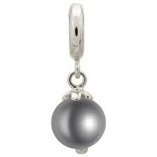 Grey Pearl Treasure Charm (Silver/Grey)