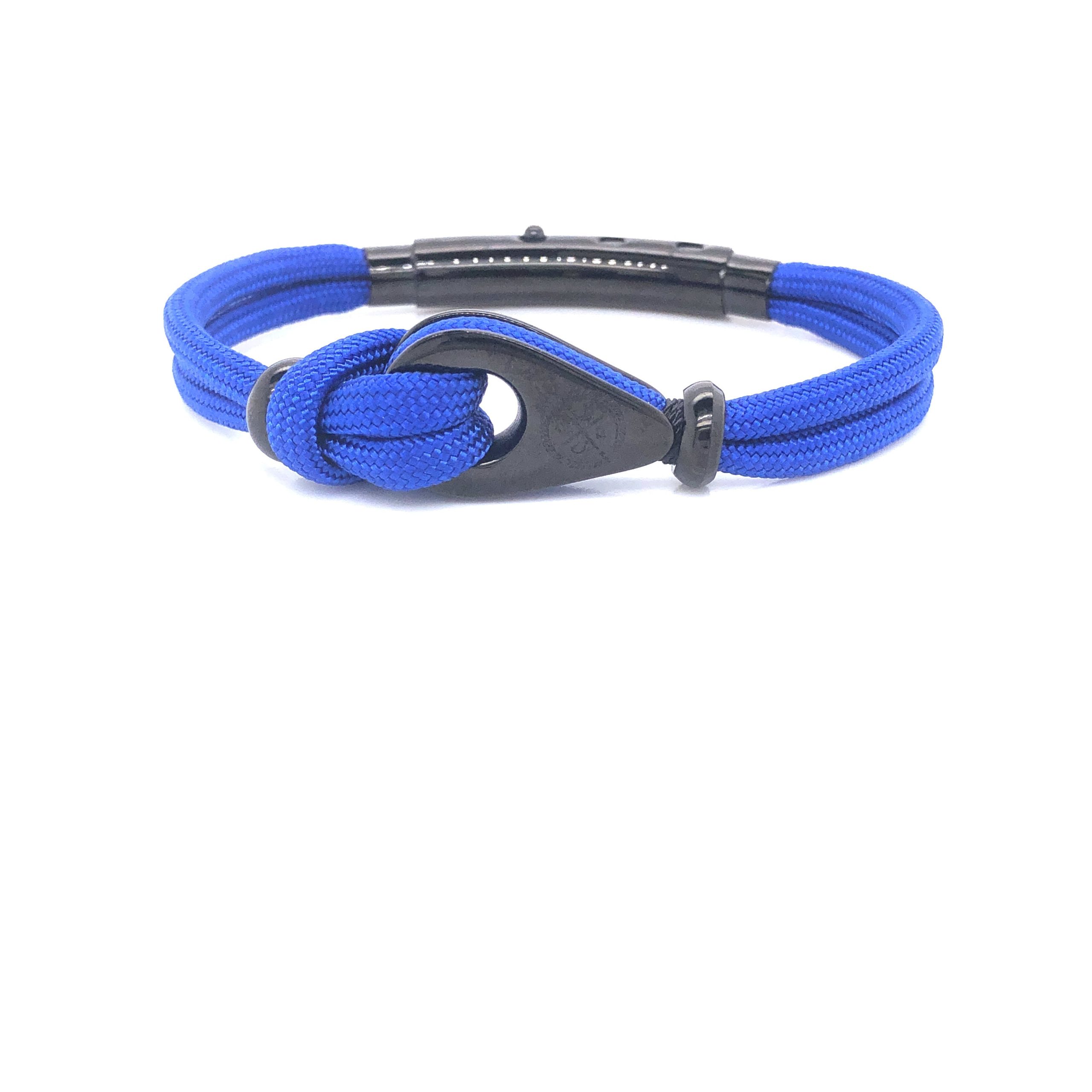 Blue Double Cord with Black Pulley and Beads Bracelet (Blue/Black)