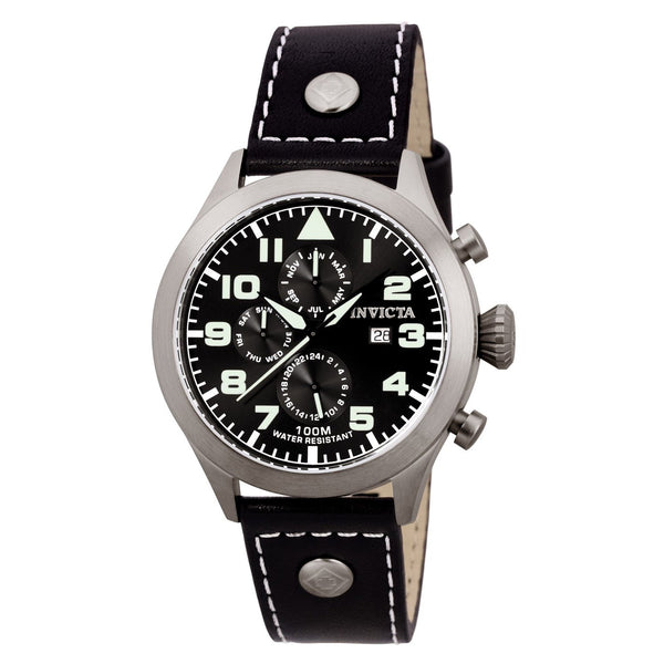 Invicta Men's 0353 I-Force Military Multi-Function Black Leather Watch