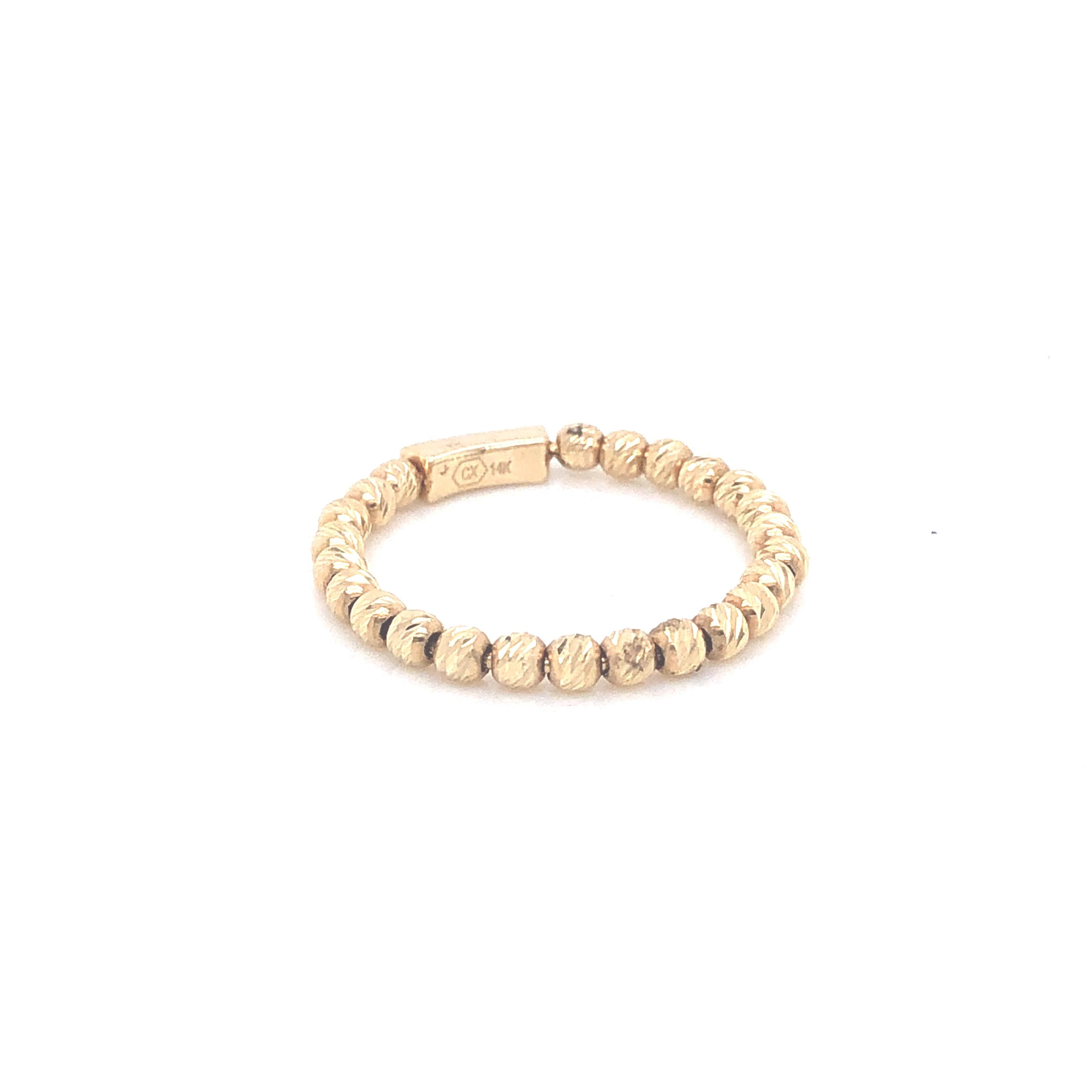 14K Golden Beads Gold Ring