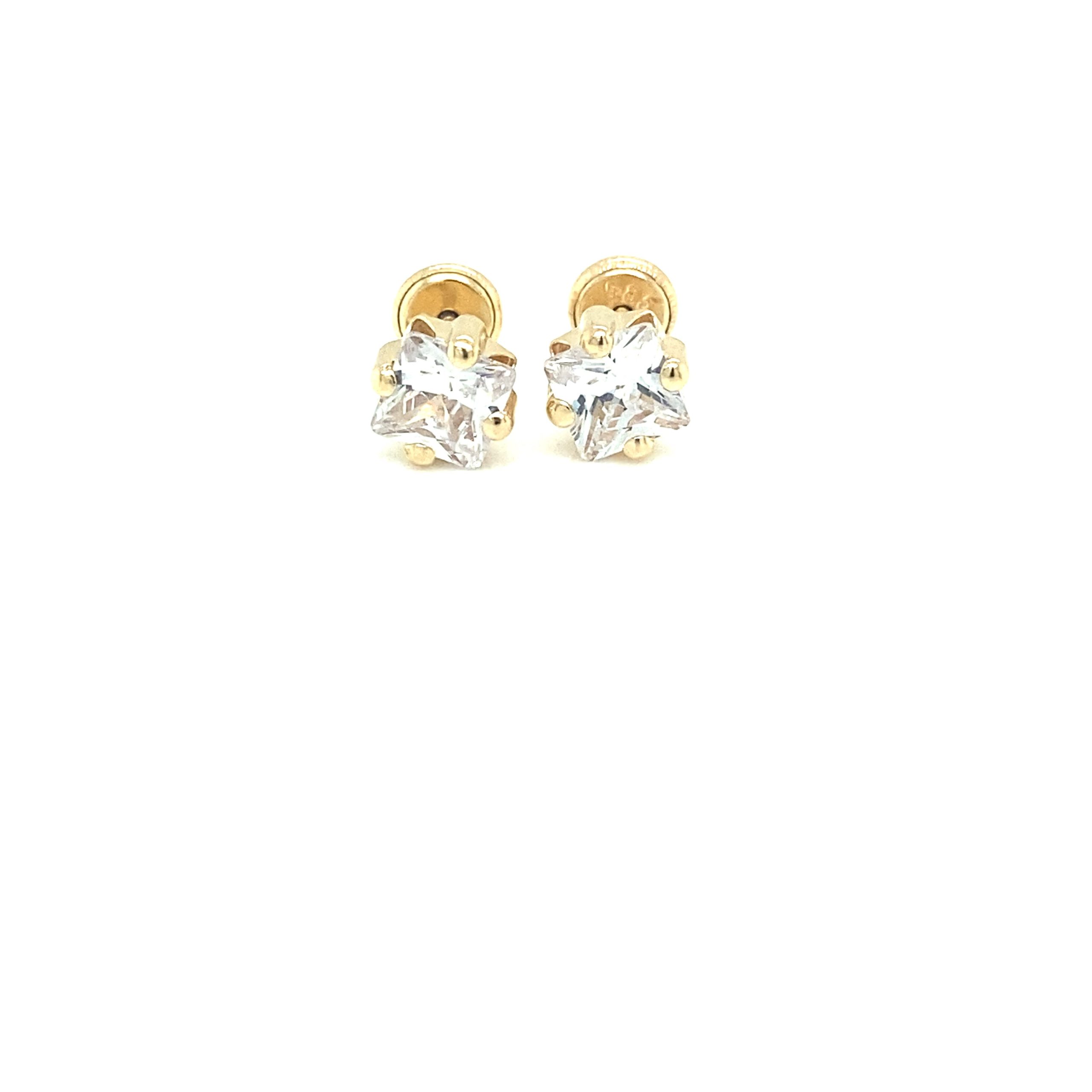 GOLD SQUARE CZ 4 PRONGS