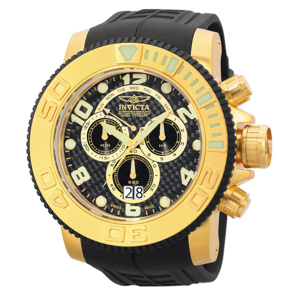 Invicta Men's 0415 Sea Hunter Sea Hunter Chronograph Black Polyurethane Watch
