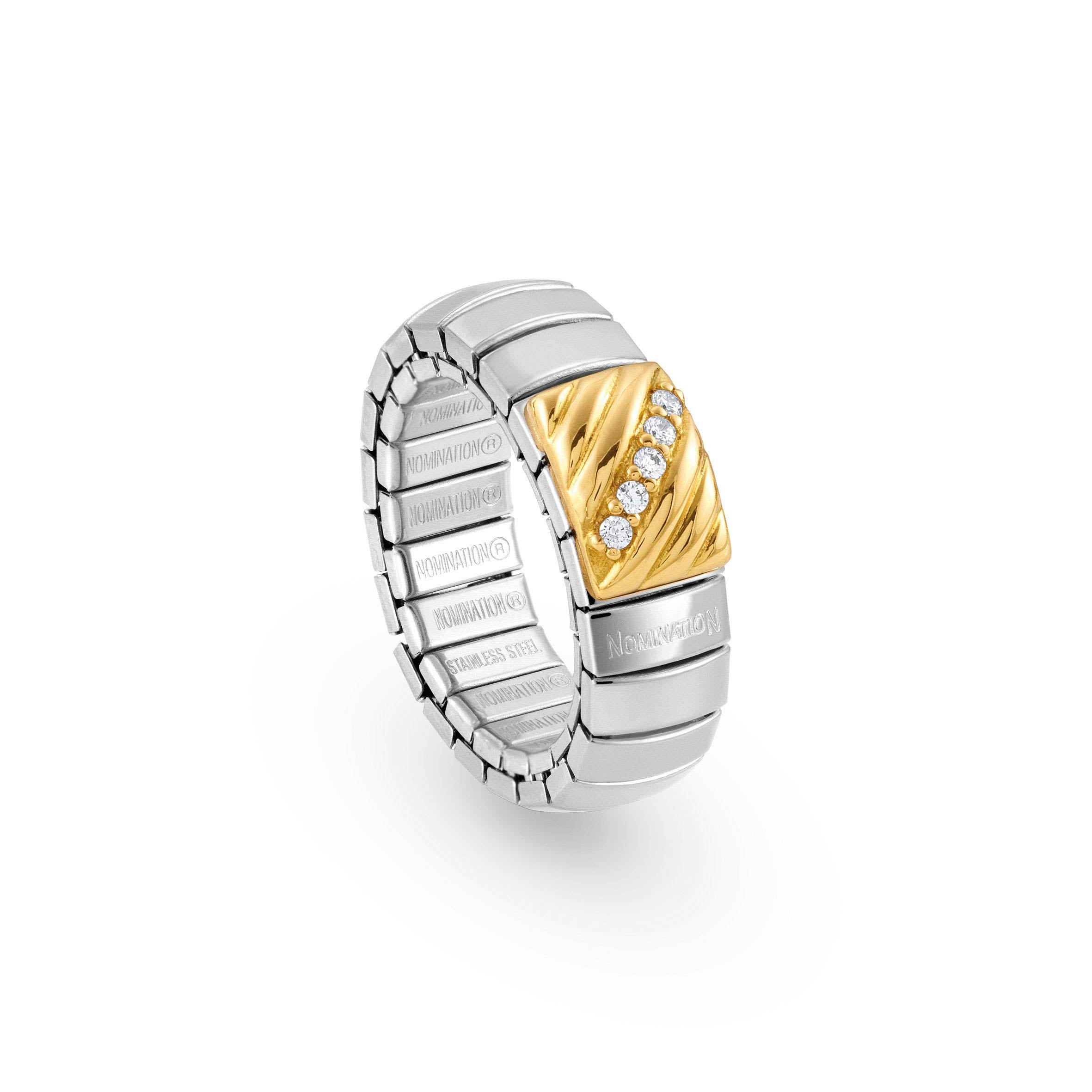 Stretch Ring in Silver, Gold and Zirconia