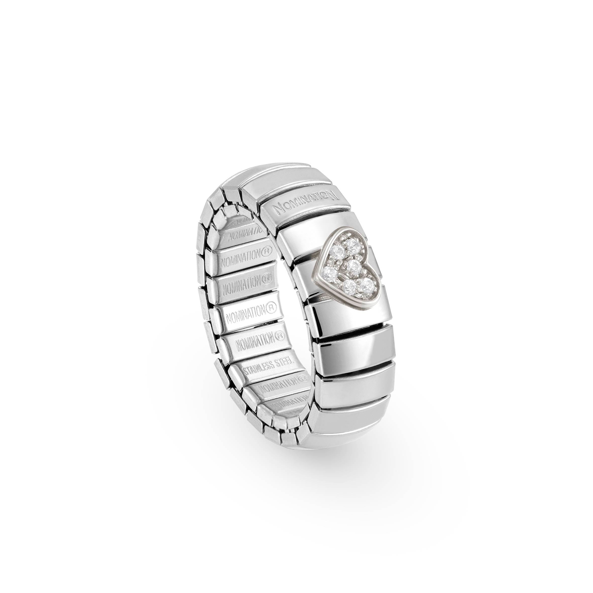Stretch Ring with Heart in Cubic Zirconia